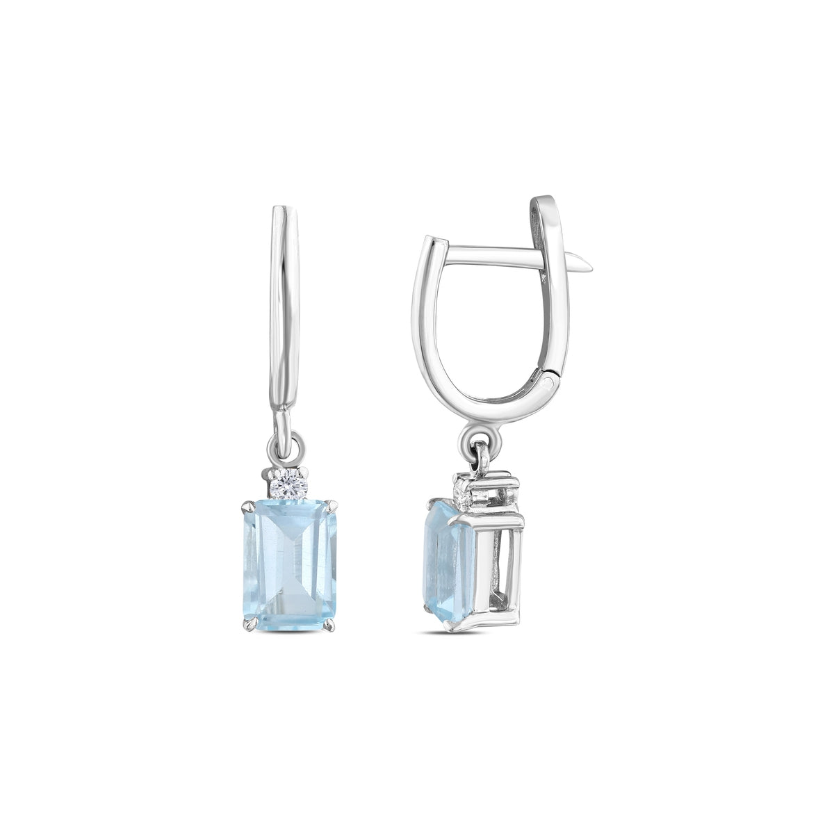 Aquamarine Baget Küpe 2.40 Ct. 14K
