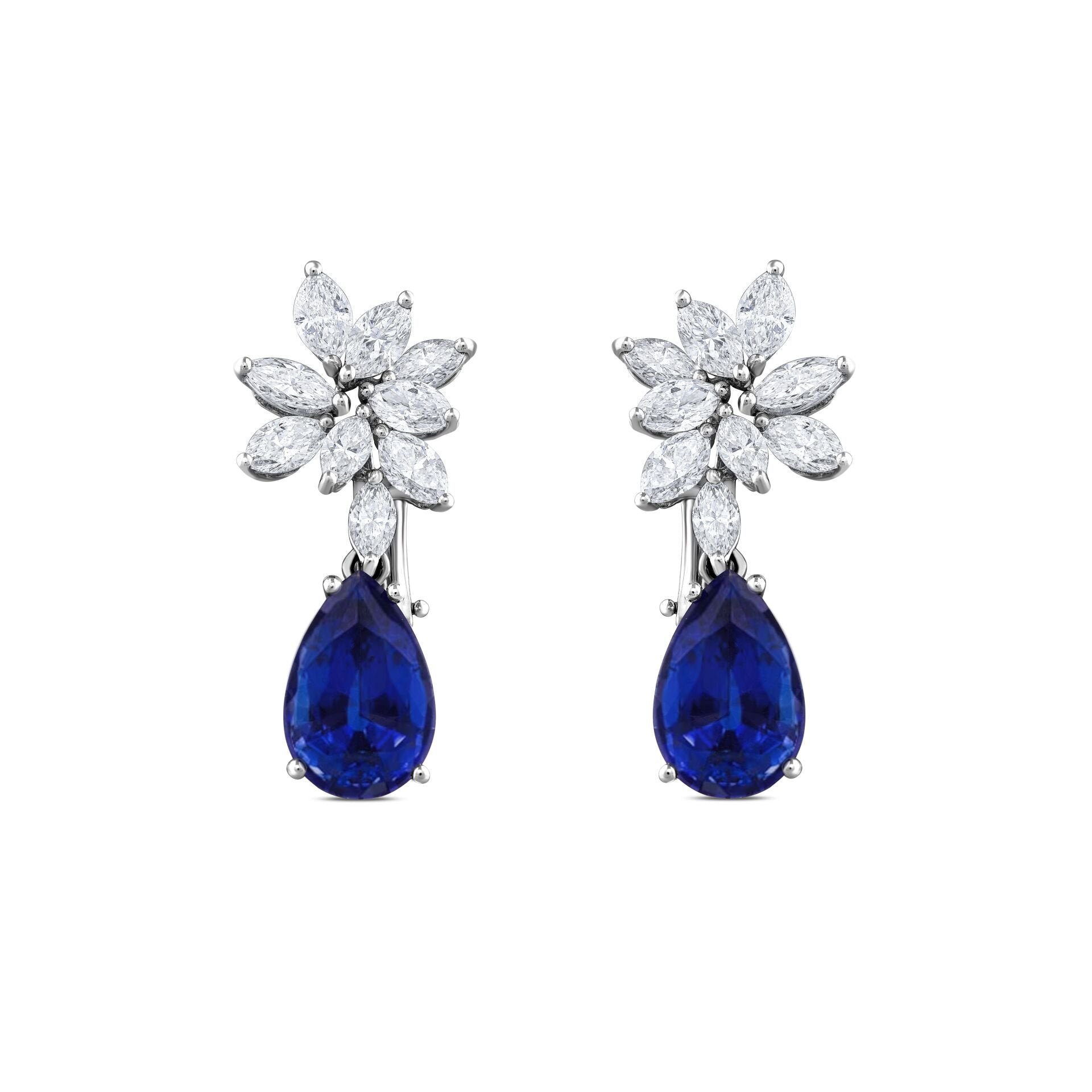 Safir Taşlı Pırlanta Küpe 2.84 Ct. F VS 18K