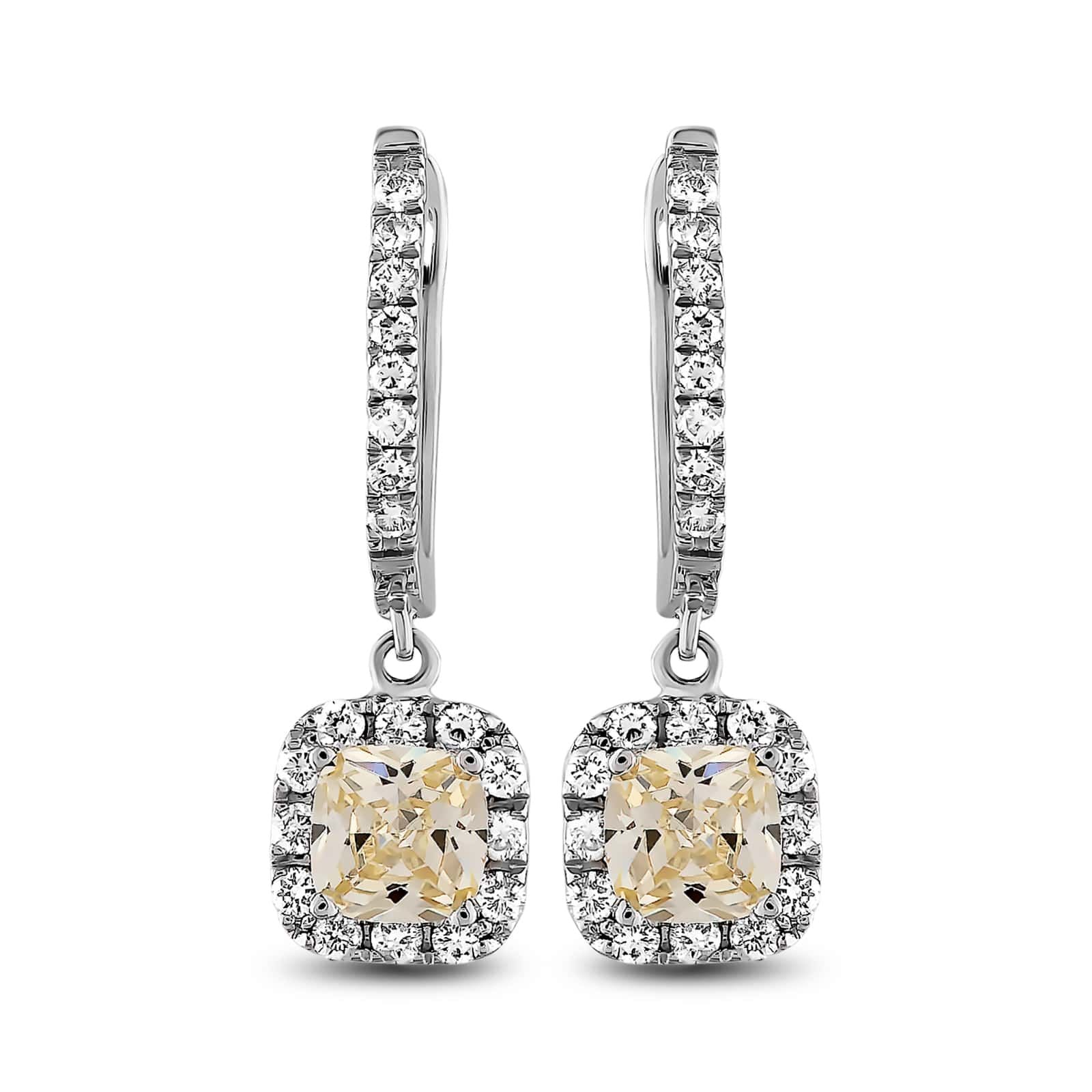 Citrine Taşlı Pırlanta Küpe 2.62 Ct. 18K