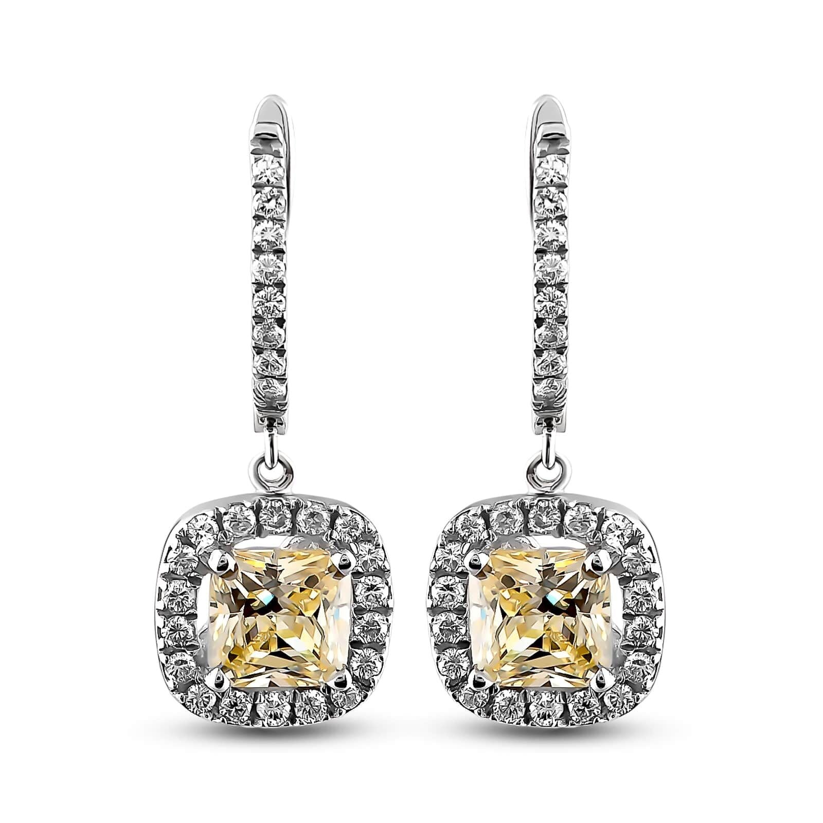Citrine Taşlı Pırlanta Küpe 4.38 Ct. 18K
