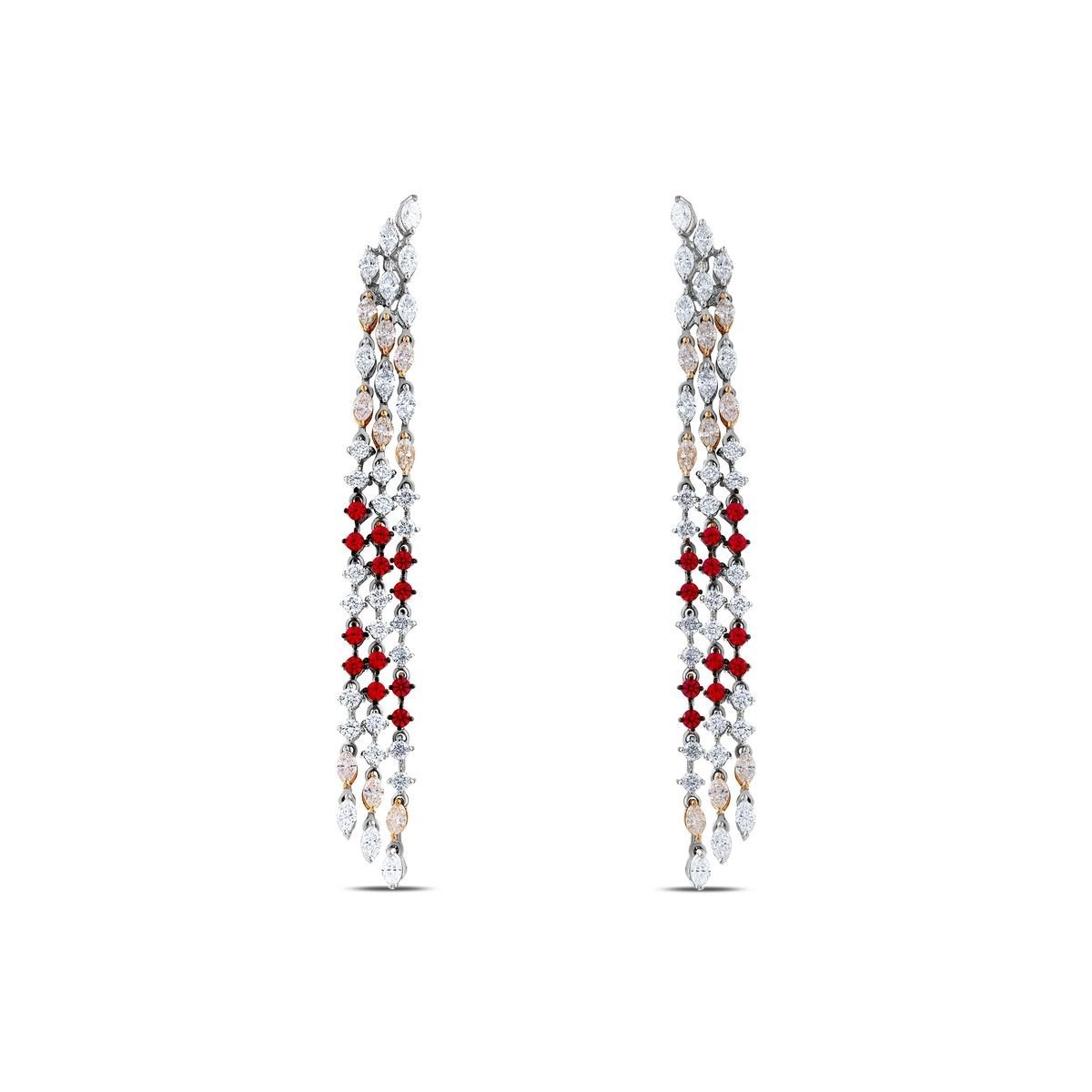 Yakut Taşlı Pırlanta Küpe 2.77 Ct. E VS 18K
