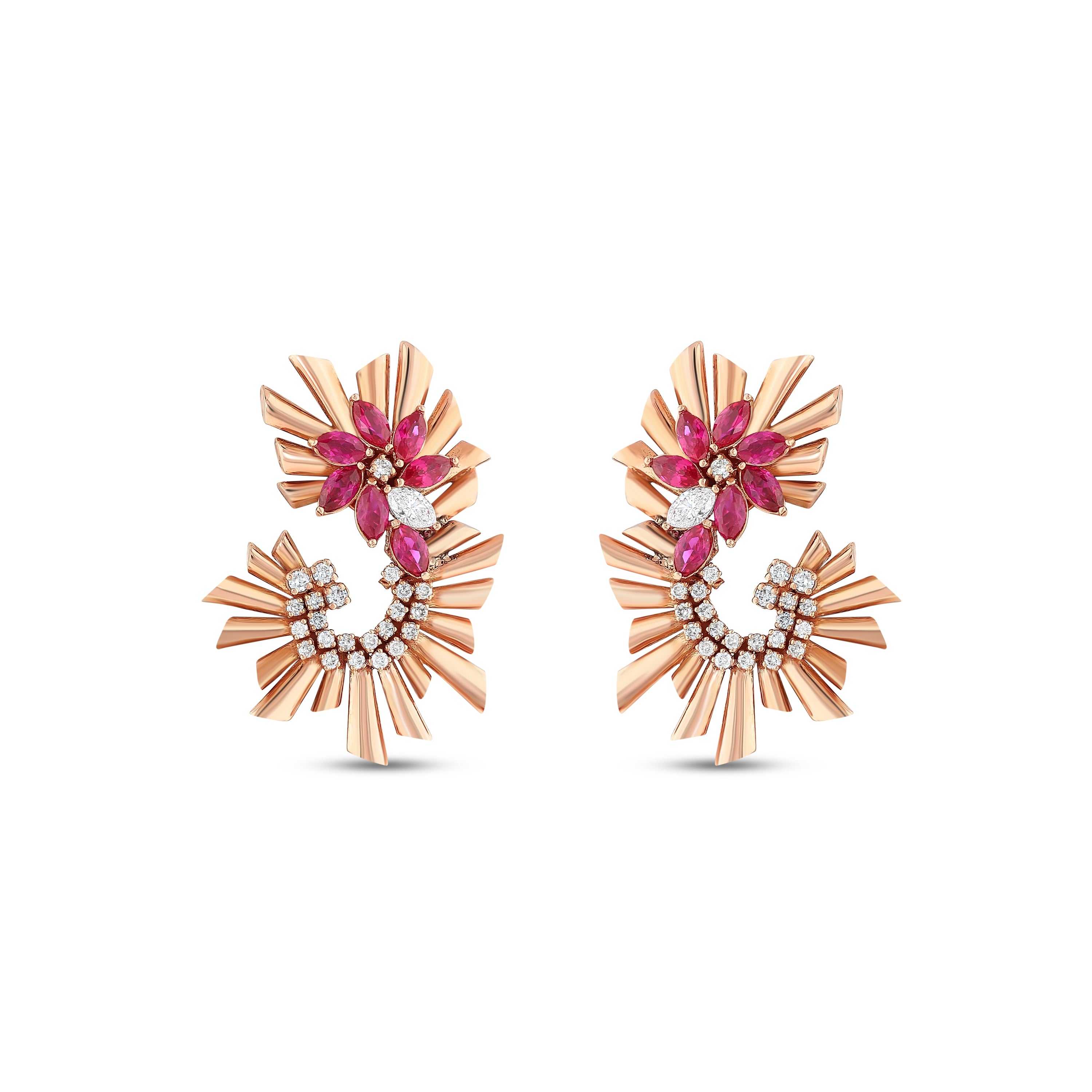 Markiz Yakut Pırlantalı 0.51 Ct. Rubespera Küpe 18K