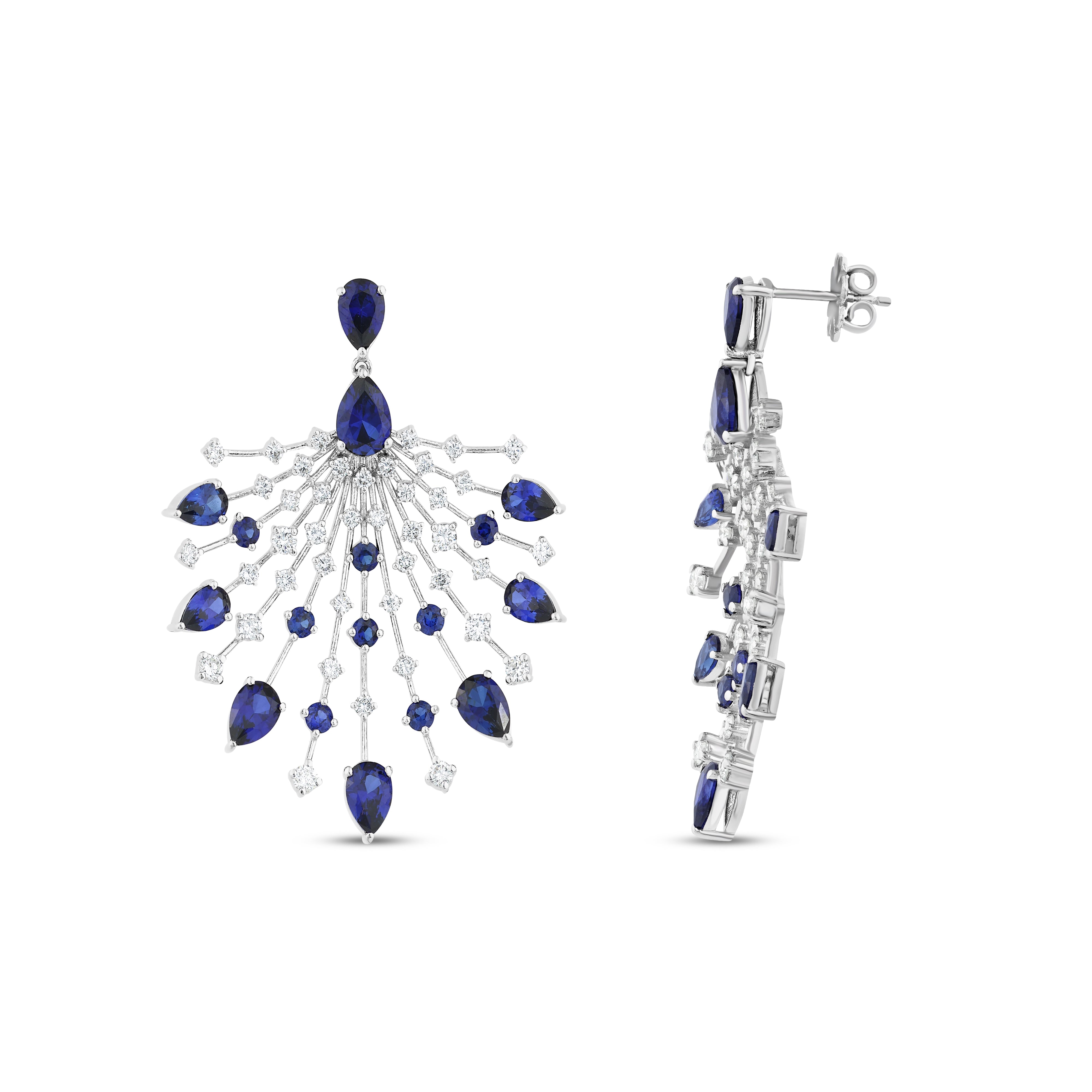 Safir Pırlantalı 2.30 Ct. Thalina Küpe 14K