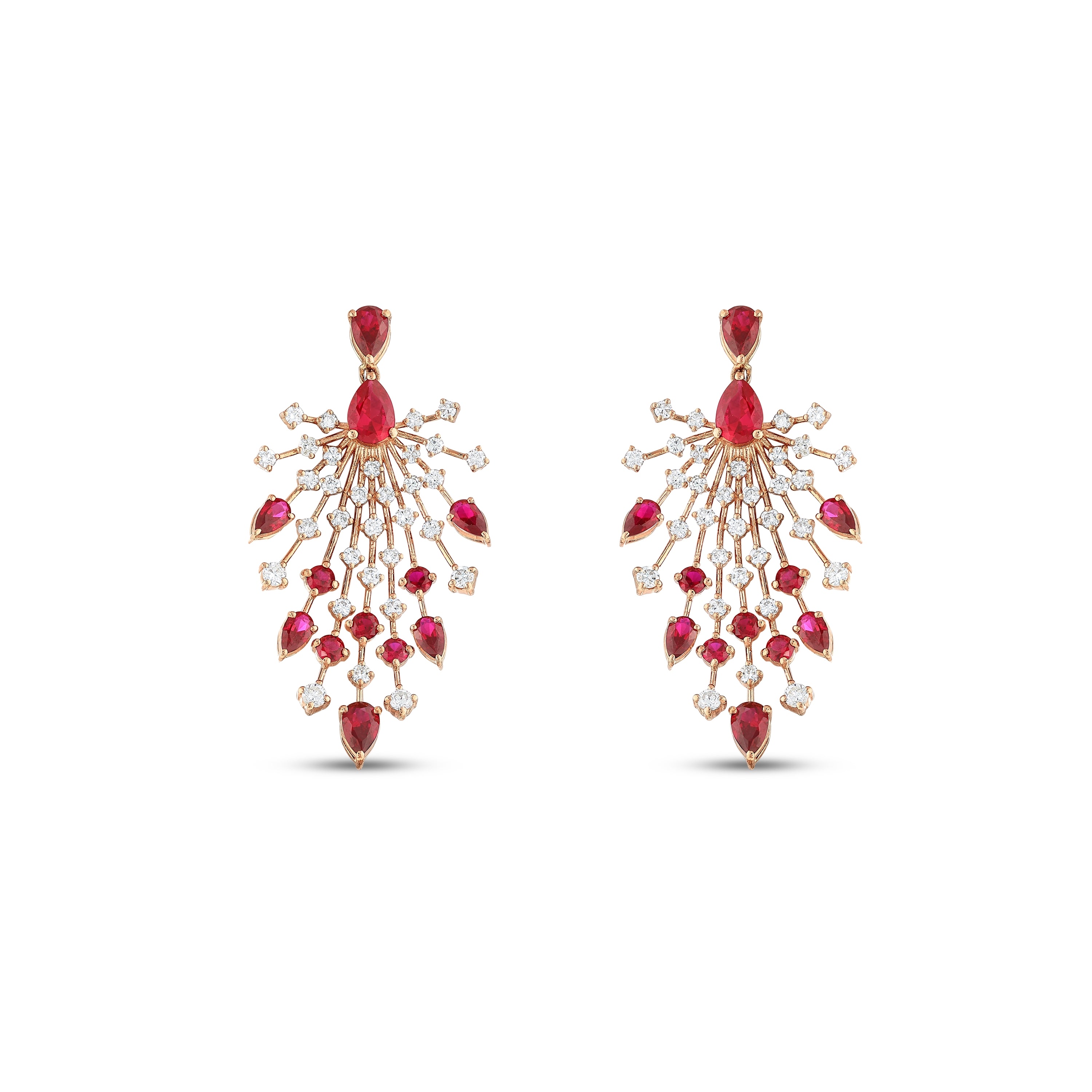 Yakut Pırlantalı 2.28 Ct. Thalina Rose Küpe 14K