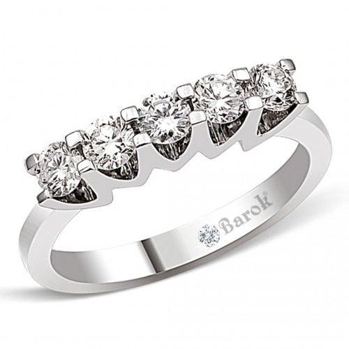 Pırlanta Buket 5 Taş Alyans 0.82 Ct. H VS 14K