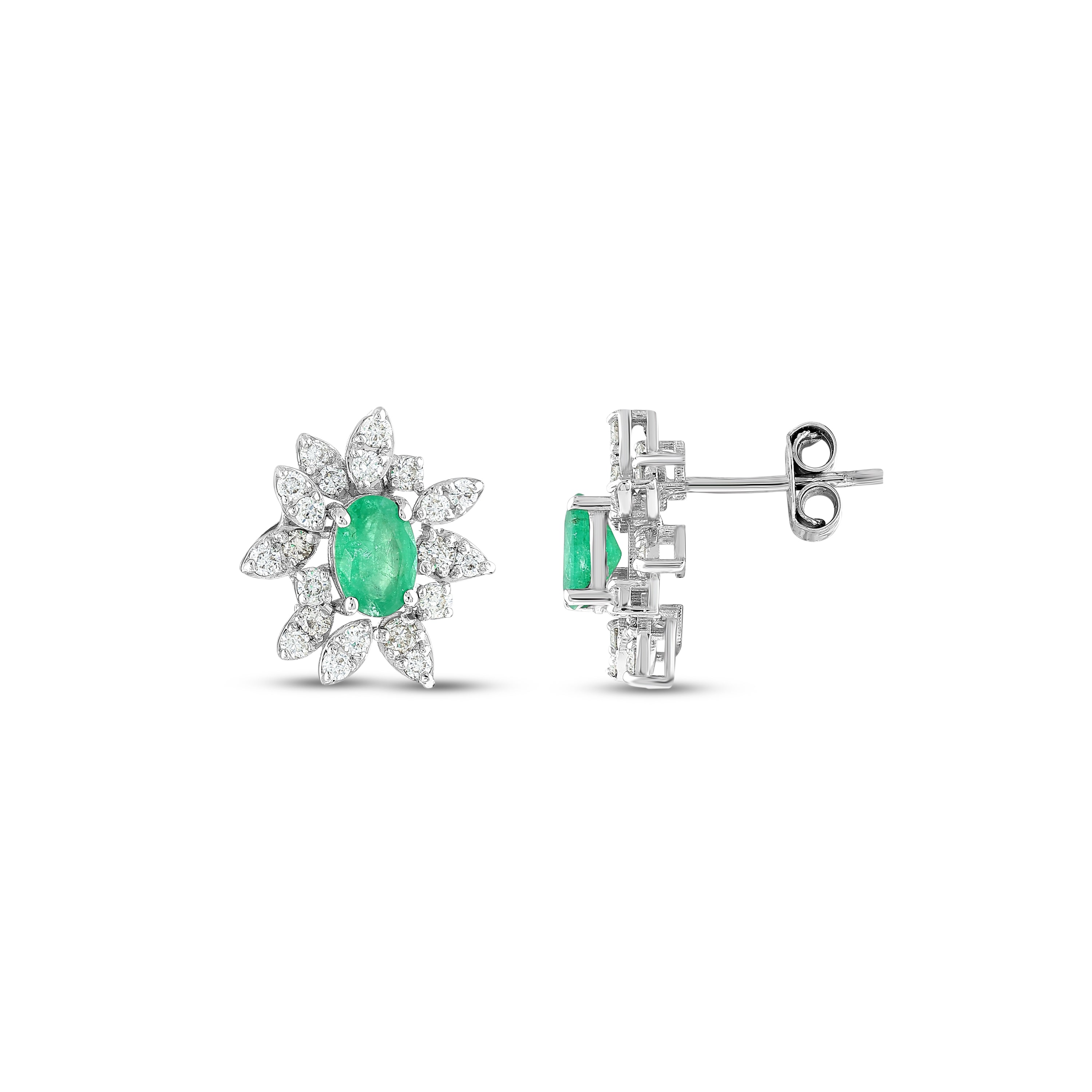 Zümrüt Pırlantalı 0.65 Ct. Videria Küpe 18K