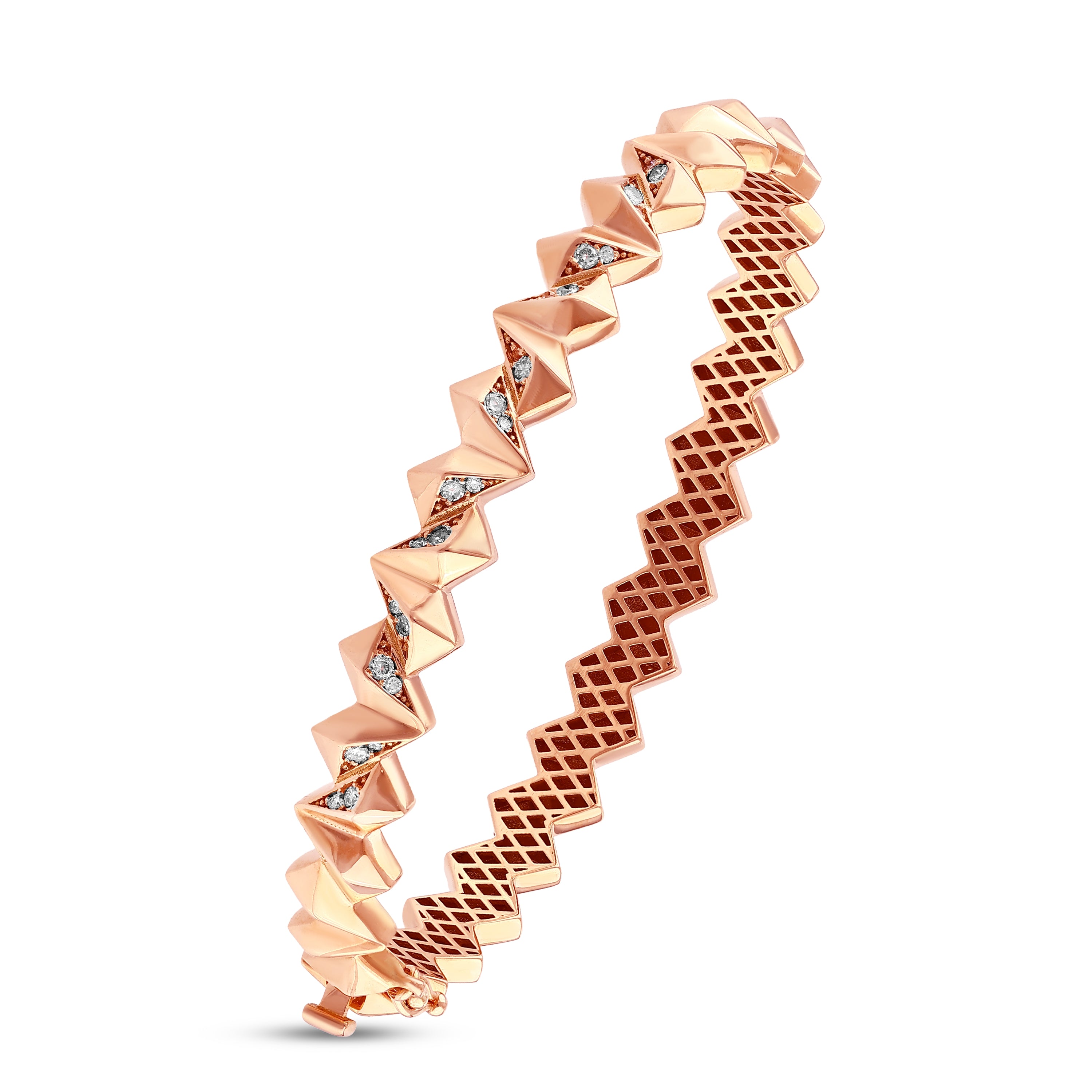 Pırlantalı 0.33 Ct. Rose Fantazi Kelepçe 18K