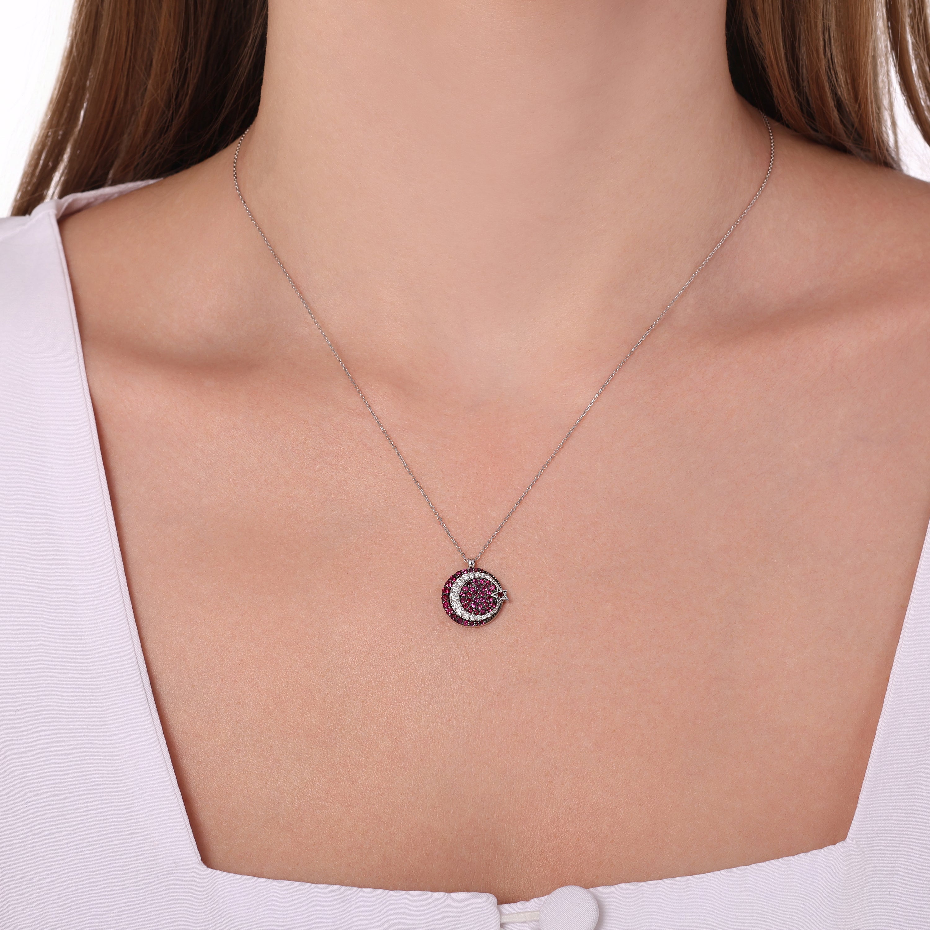 Pırlantalı Yakut 0,21 Ct. Ayyıldız 14K