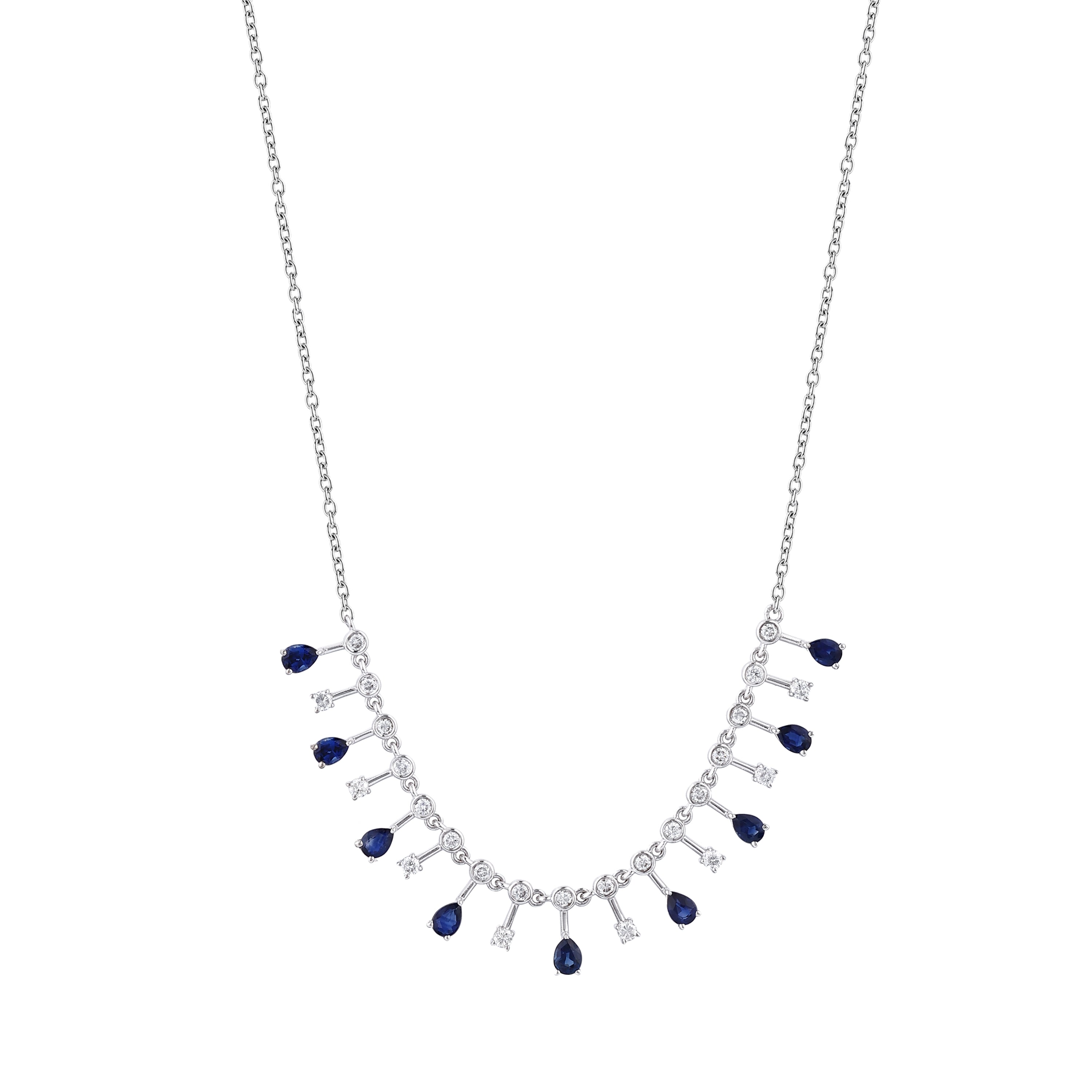 Pırlantalı Damla Safir  Kolye 0,52 Ct. 18K