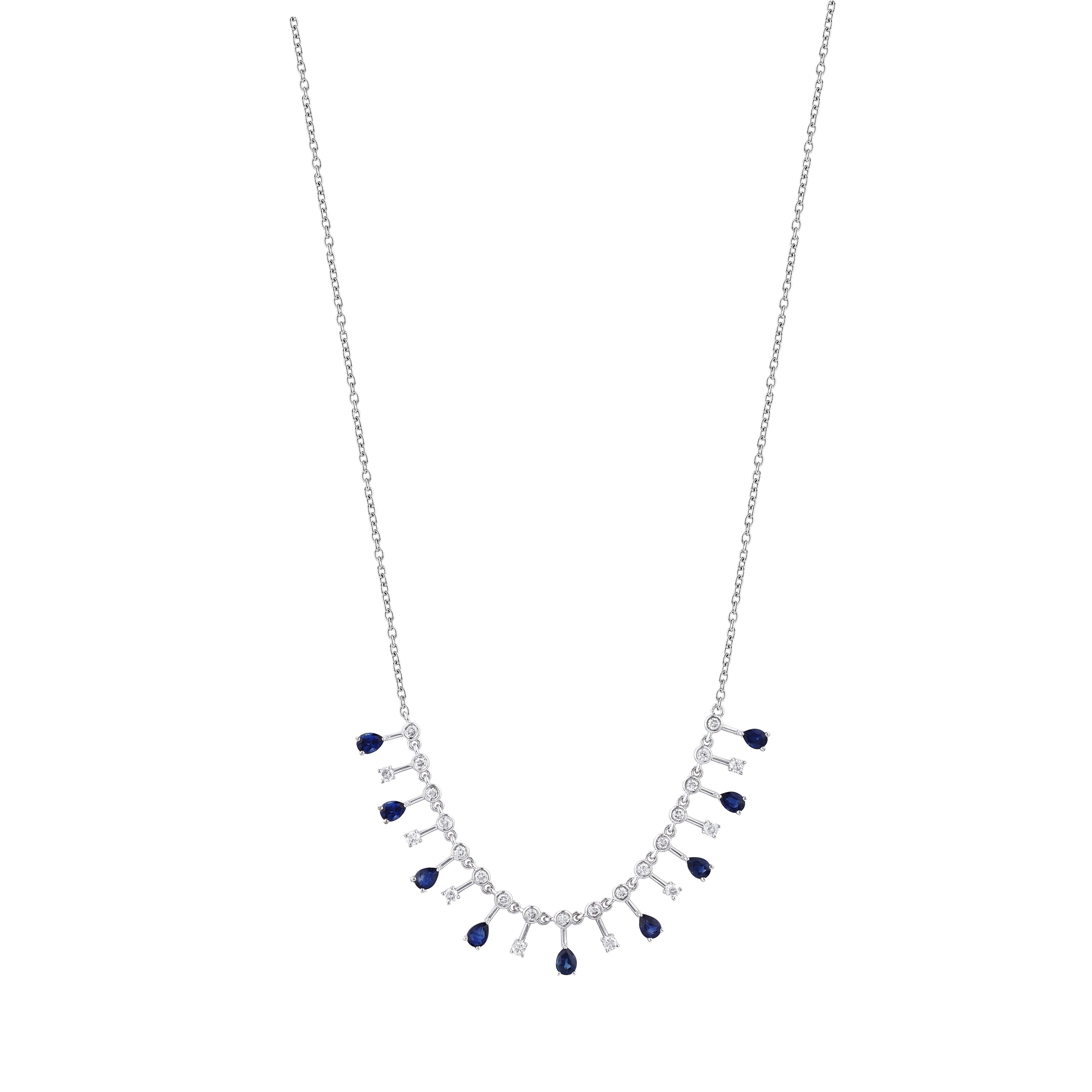 Pırlantalı Damla Safir  Kolye 0,52 Ct. 18K