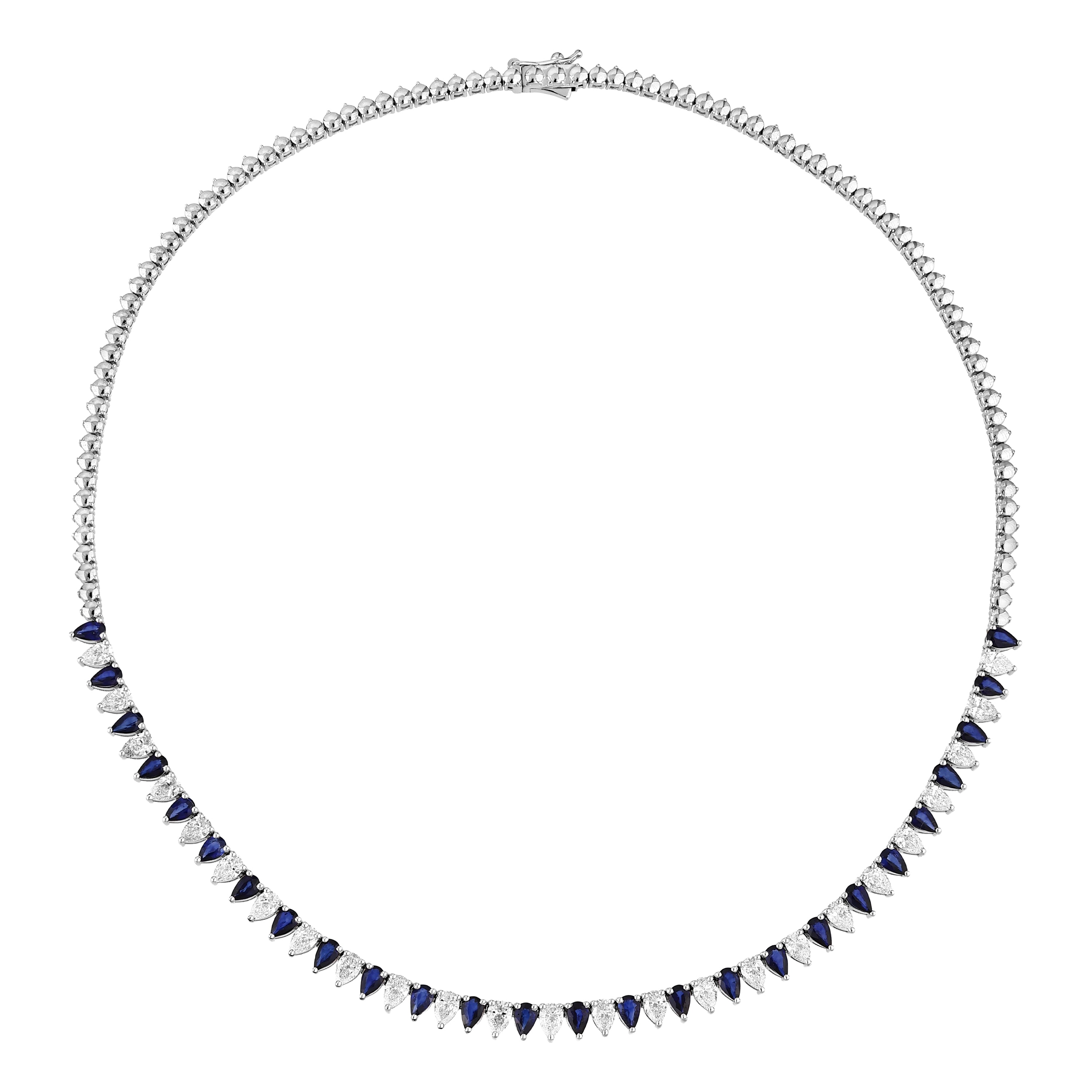 Pırlantalı  Damla Safir Gerdanlık 5,00 Ct. 18K