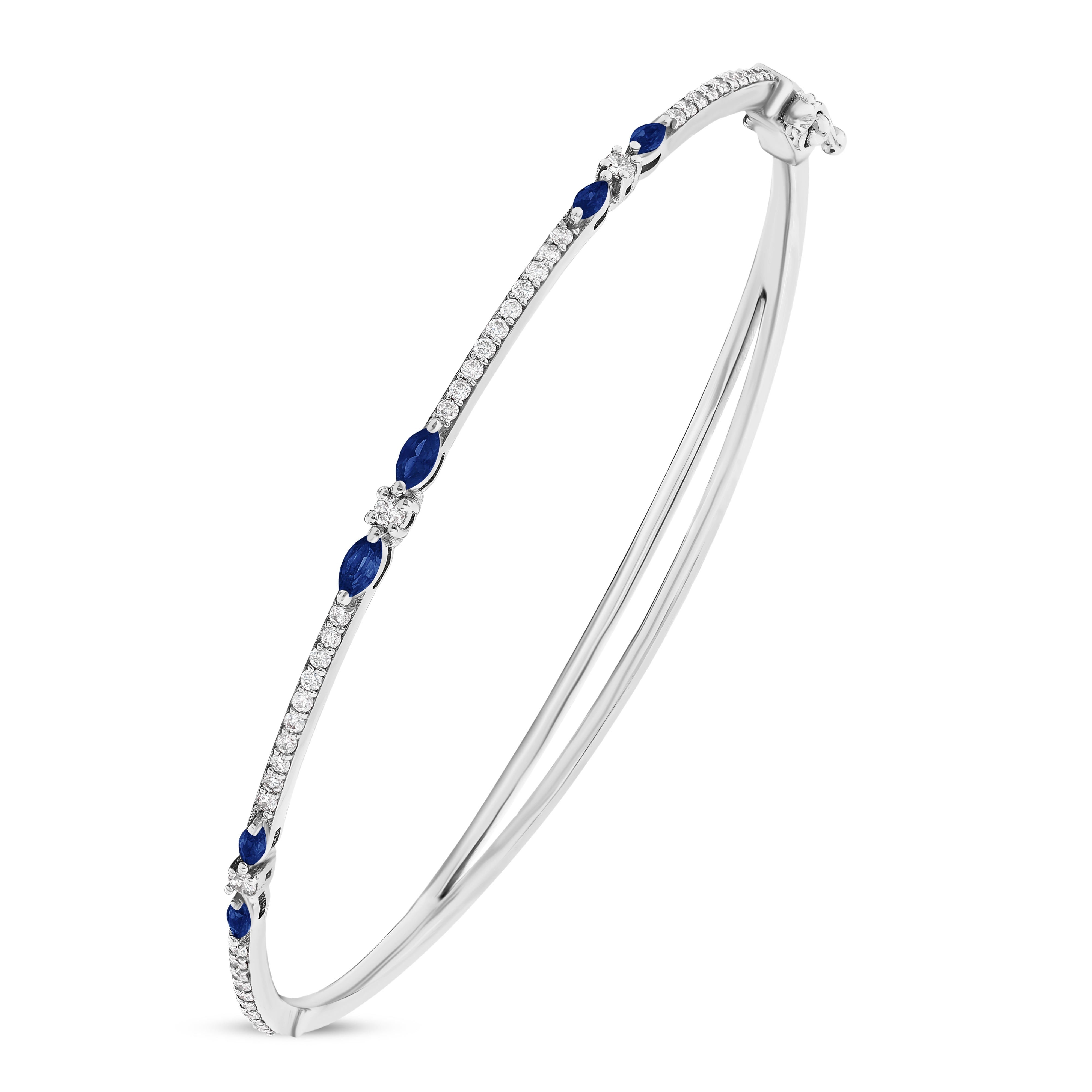 Safir Pırlantalı Markiz Beyaz Bilezik 0.36 Ct. 18K