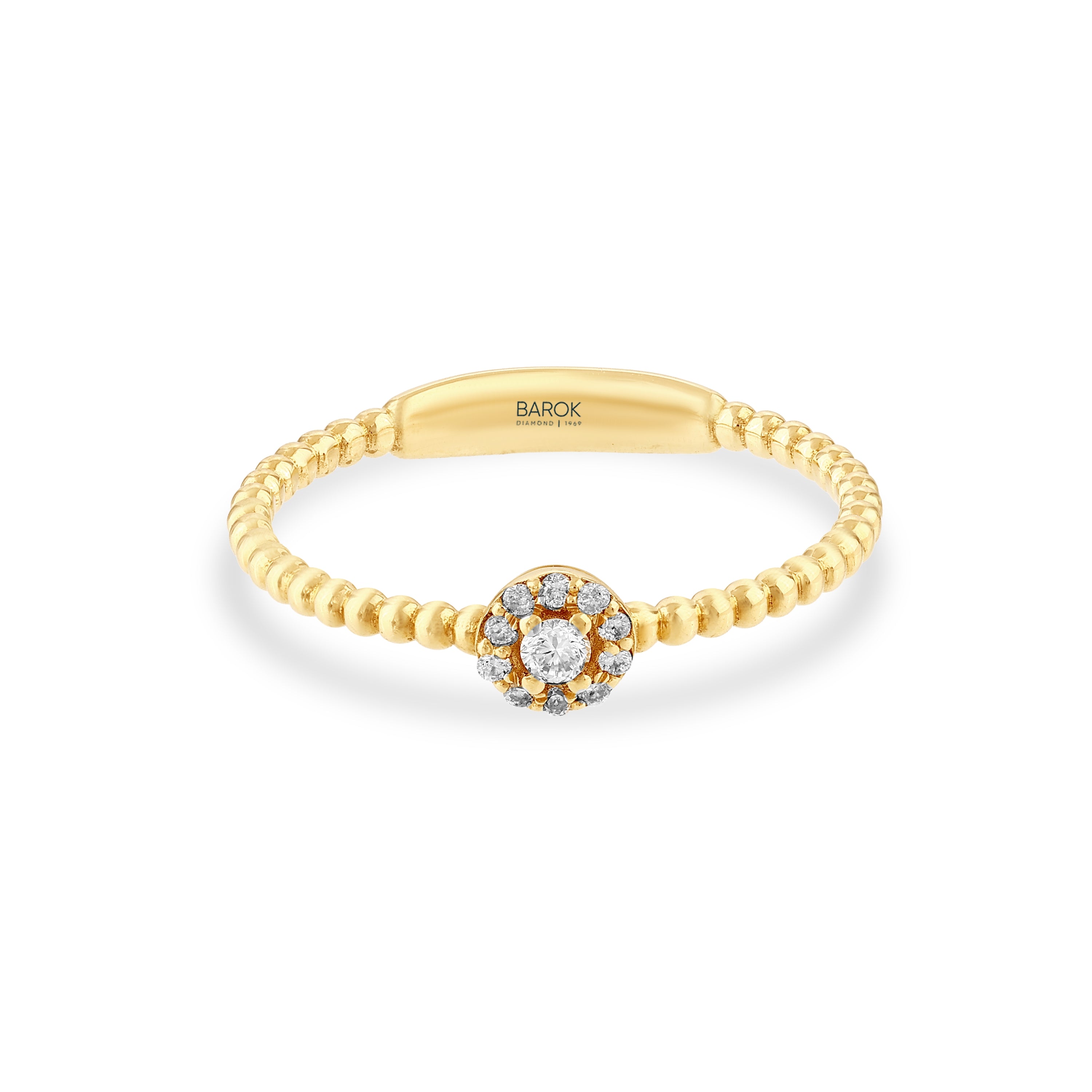 Pırlanta 0.10 Ct. Altın Boncuk Fantezi Yüzük 18K