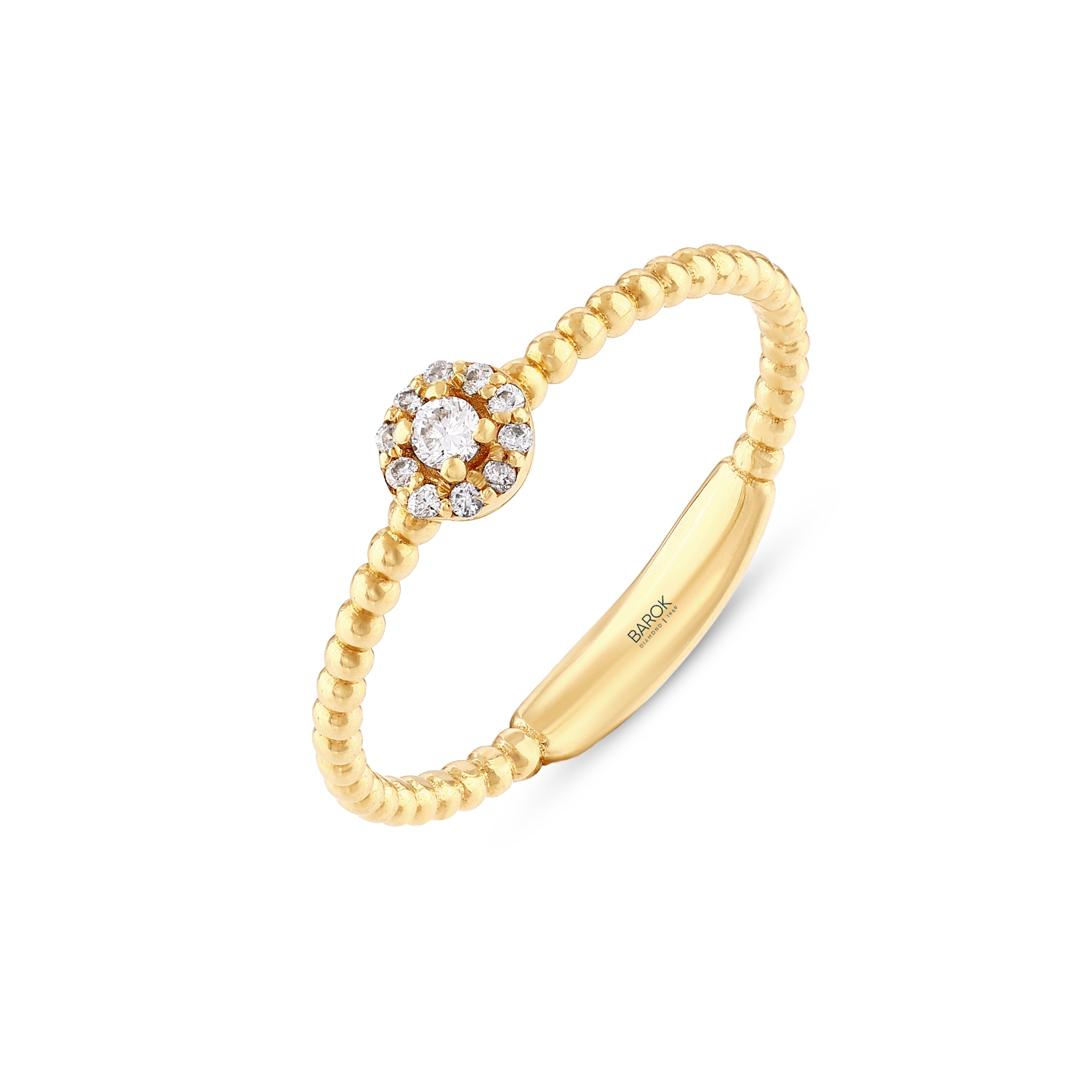 Pırlanta 0.10 Ct. Altın Boncuk Fantezi Yüzük 18K