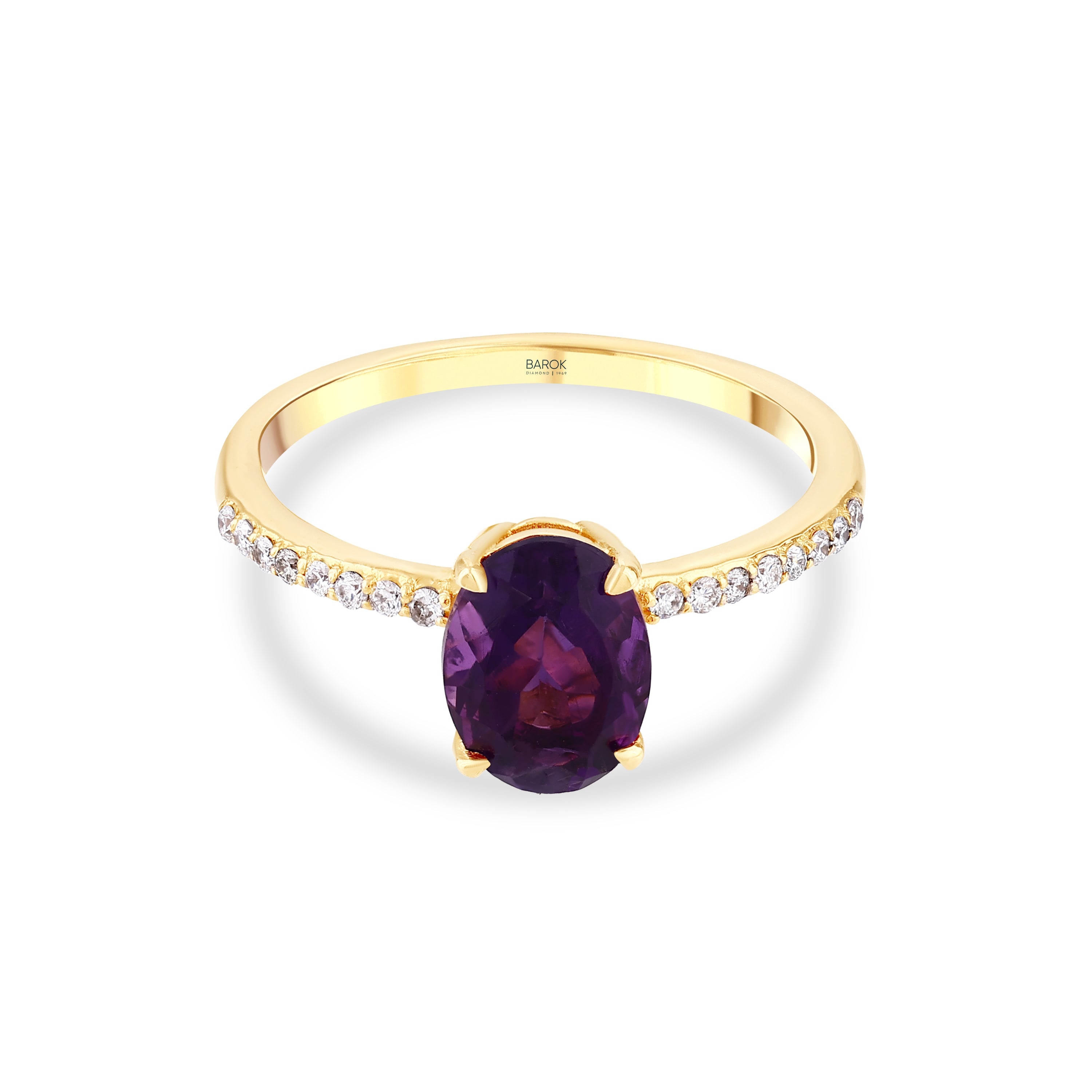 Pırlantalı 0.10 Ct. Oval Renkli Taşlı Fantezi Yüzük 14K