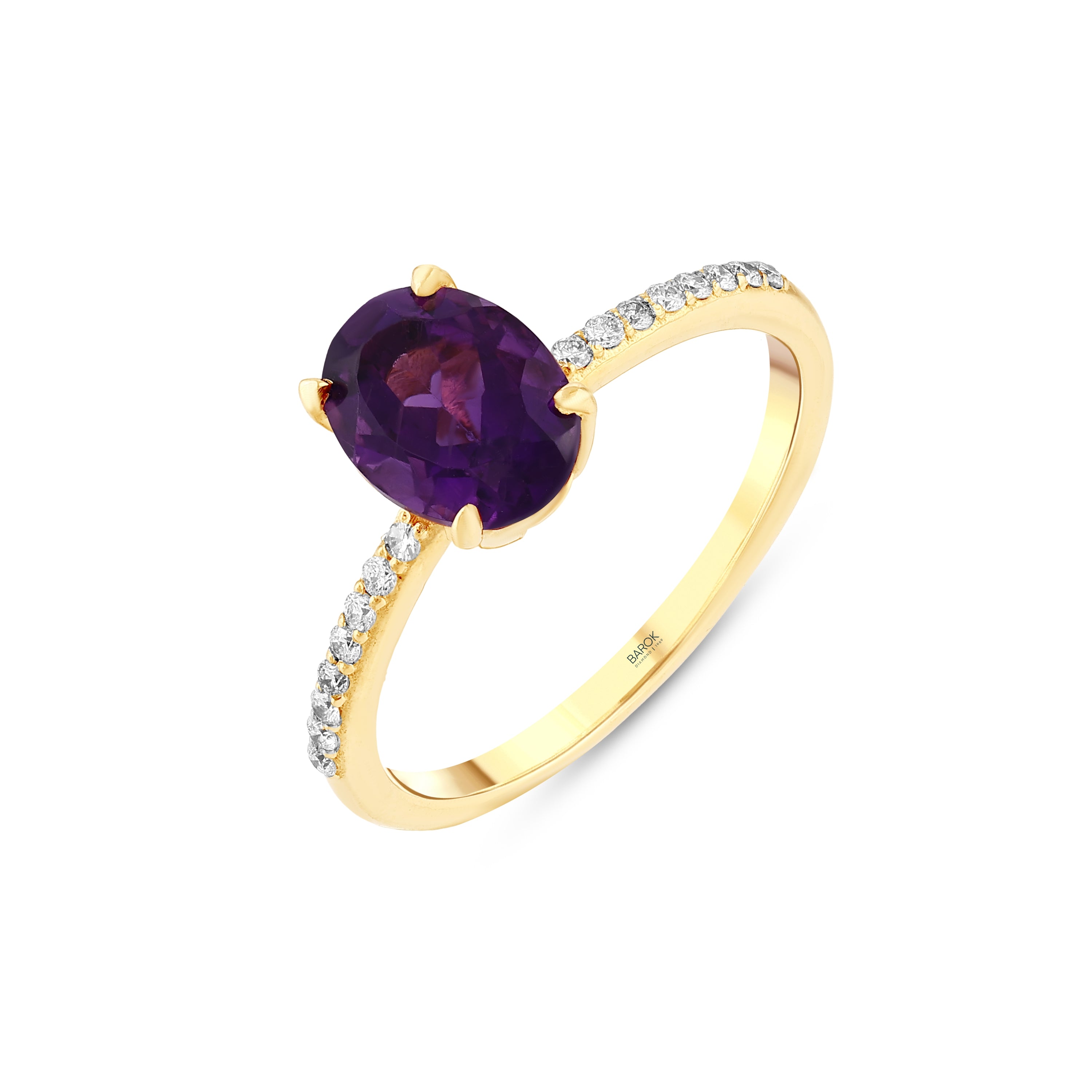 Pırlantalı 0.10 Ct. Oval Renkli Taşlı Fantezi Yüzük 14K