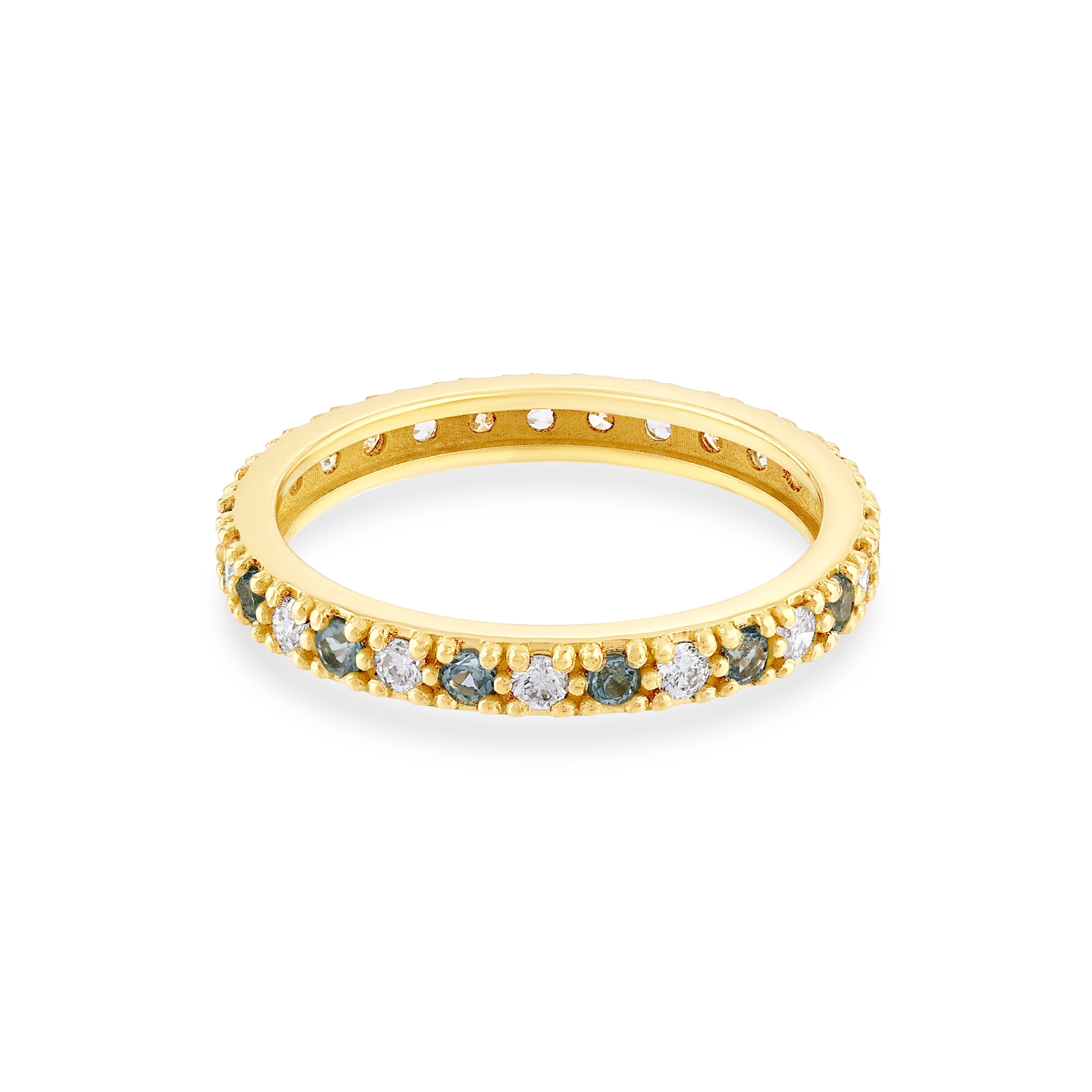 Mavi Pırlantalı 0.63 Ct. Altın Tamtur Yüzük 18K