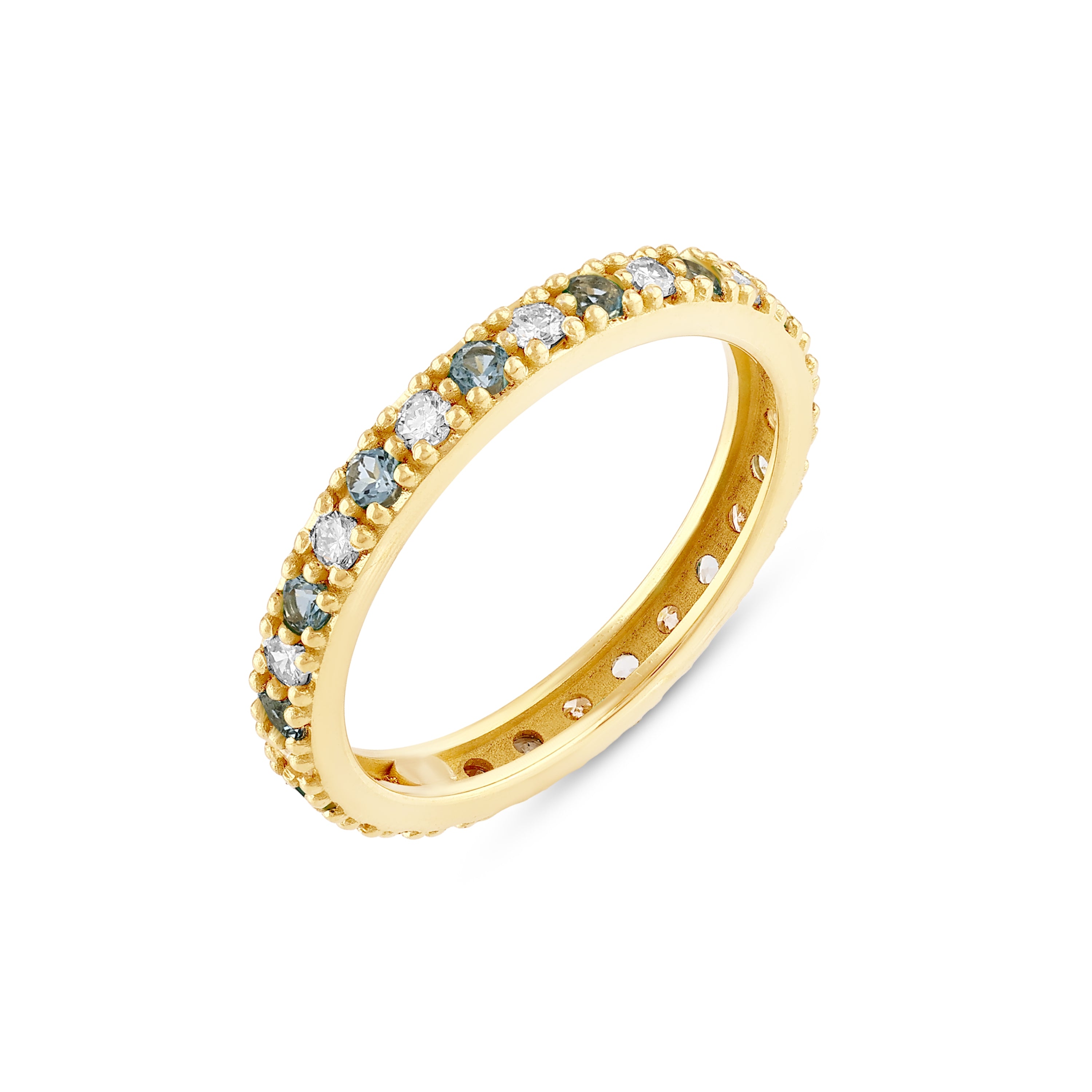 Mavi Pırlantalı 0.63 Ct. Altın Tamtur Yüzük 18K