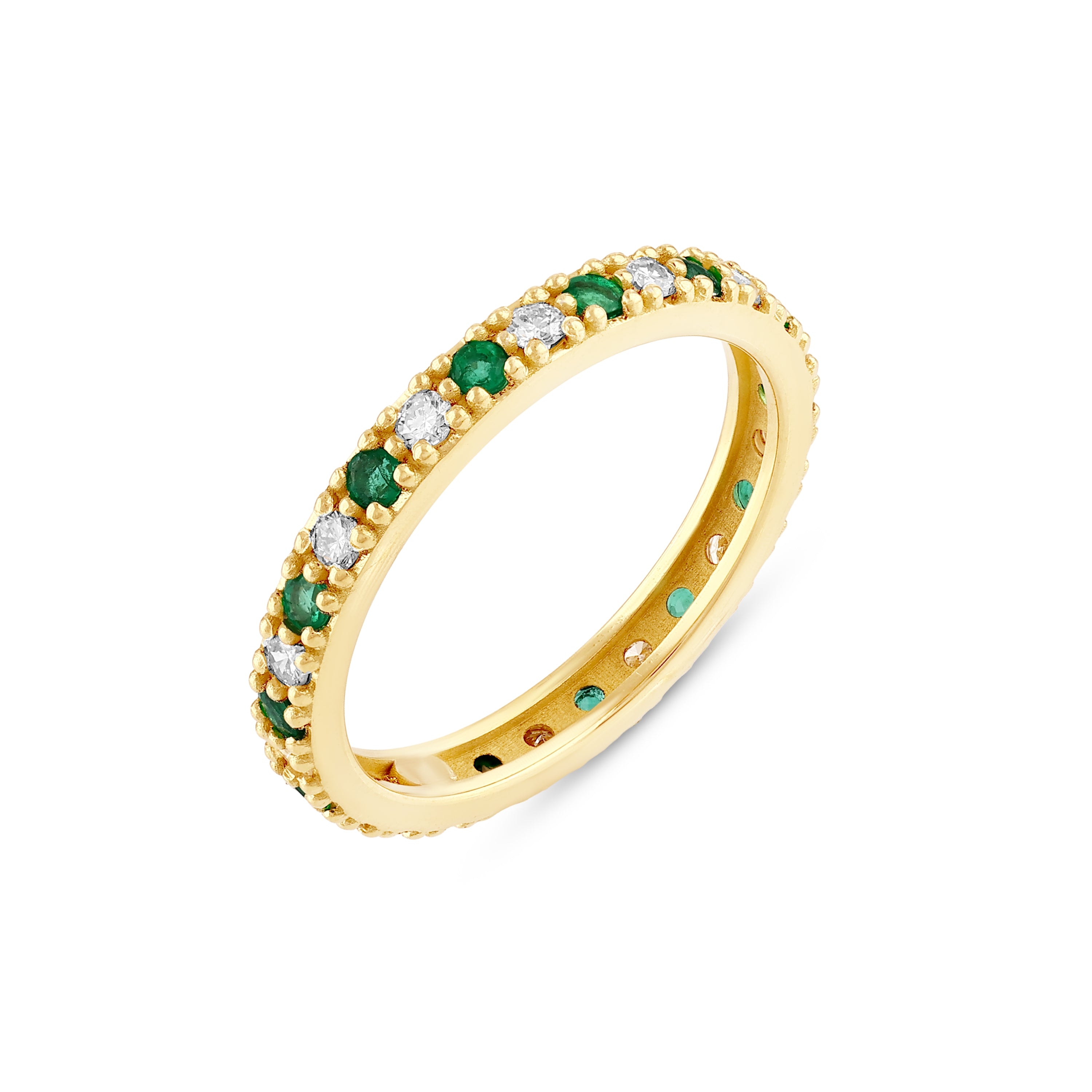 Pırlantalı 0.26 Ct. Zümrüt Altın Tamtur Yüzük 18K