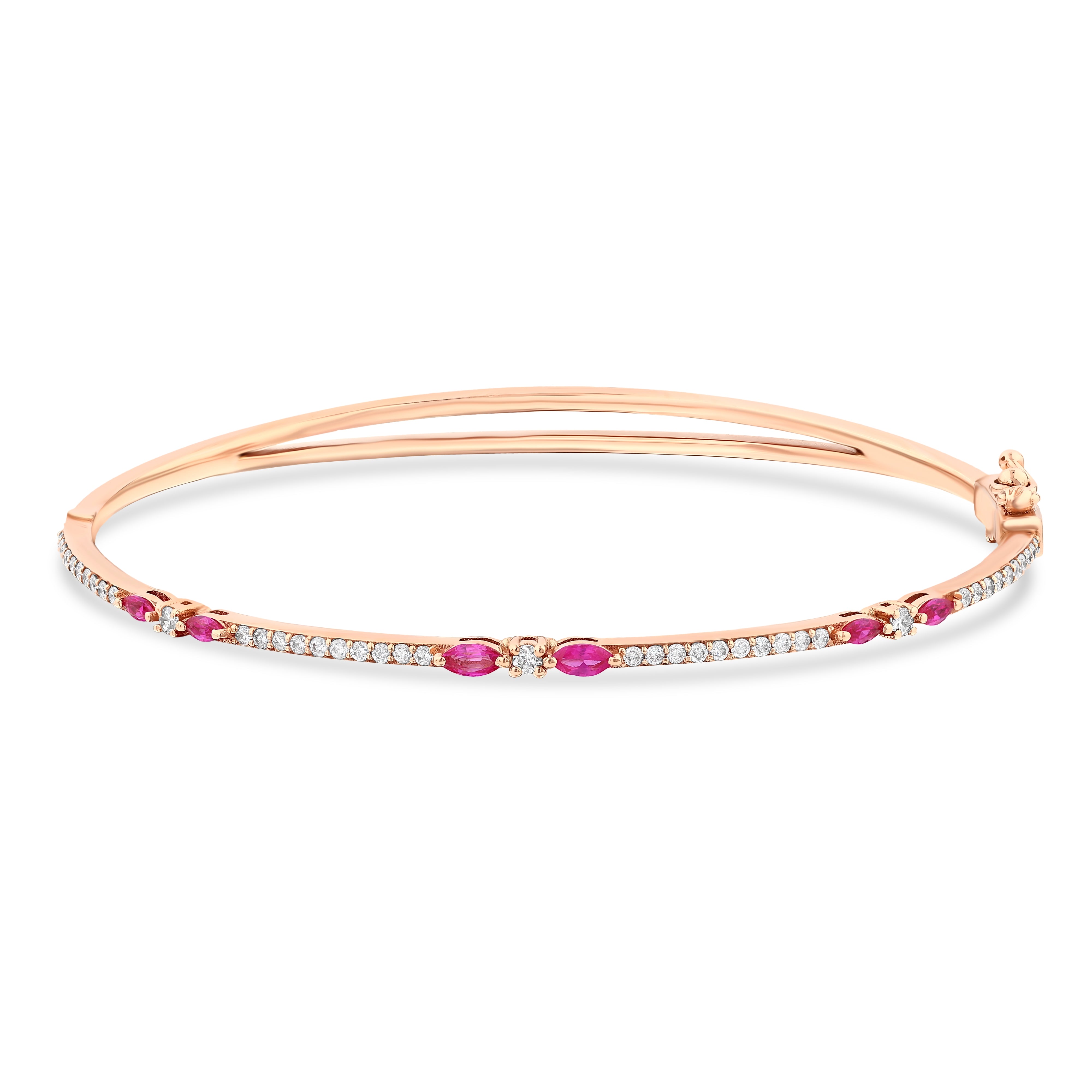 Yakut Pırlantalı Markiz Rose Bilezik 0.36 Ct. 18K