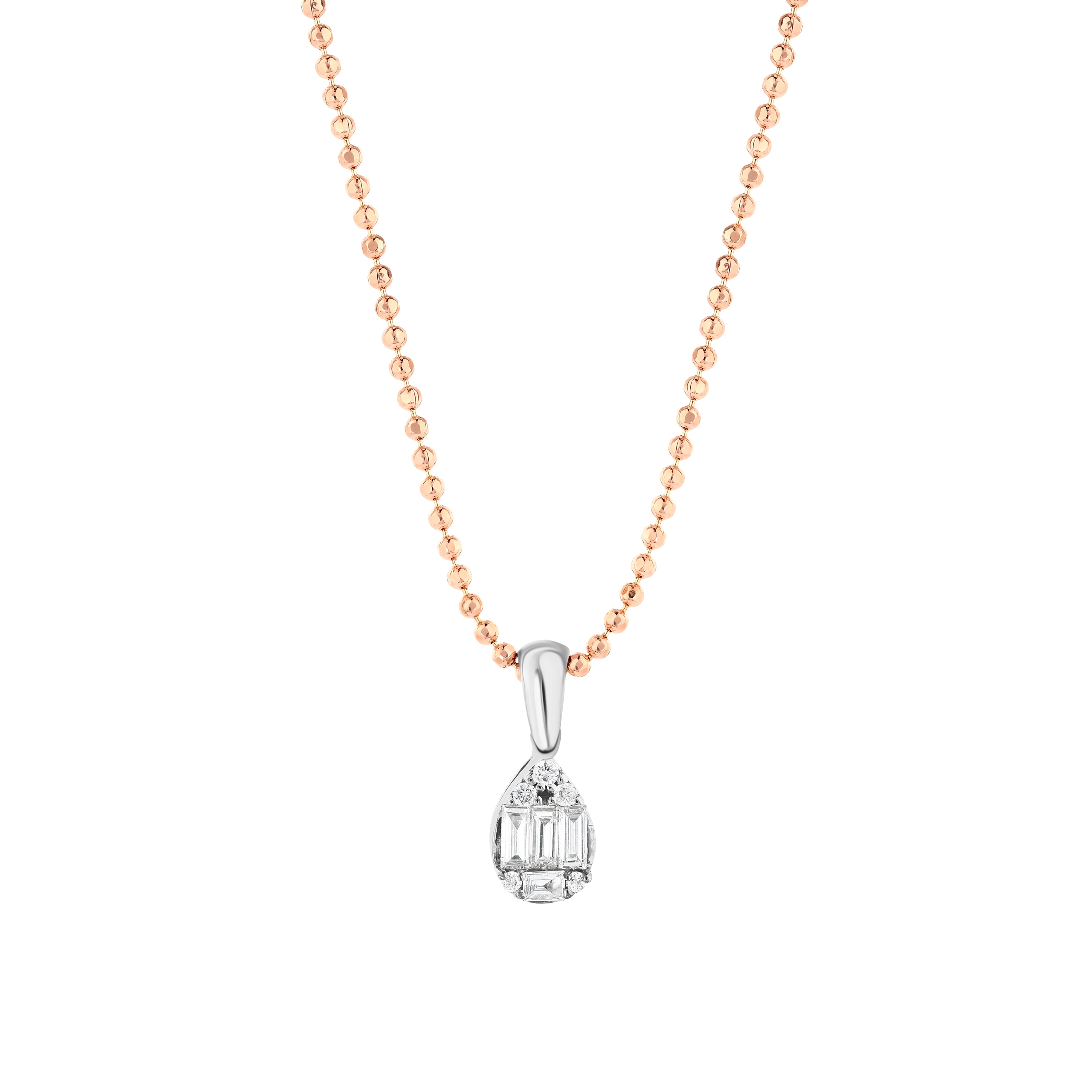 Baget Pırlantalı 0.15 Ct. Lyrana Rose Kolye 14K