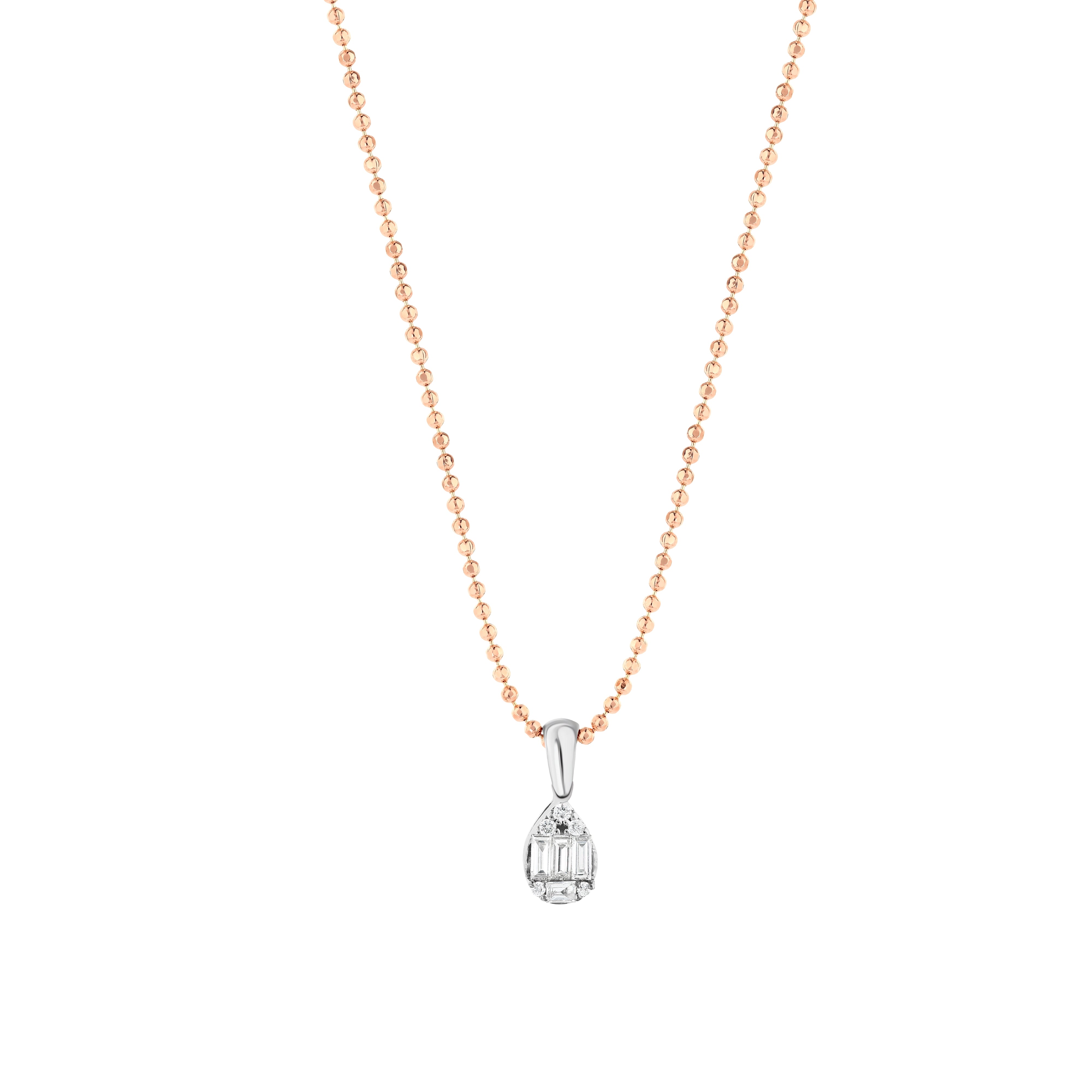 Baget Pırlantalı 0.15 Ct. Lyrana Rose Kolye 14K