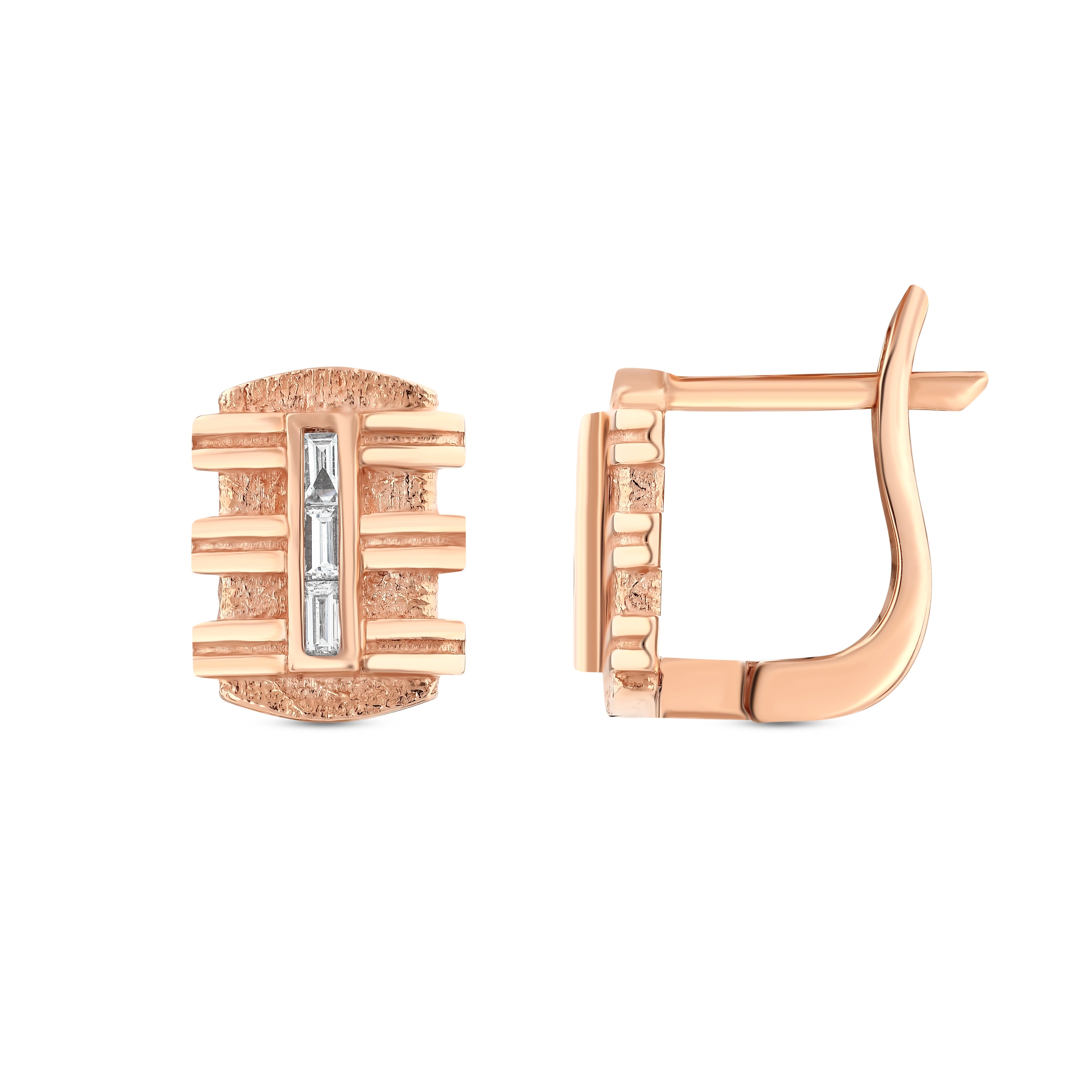 Baget Pırlantalı 0.17 Ct. Dulciana Rose Küpe 14K