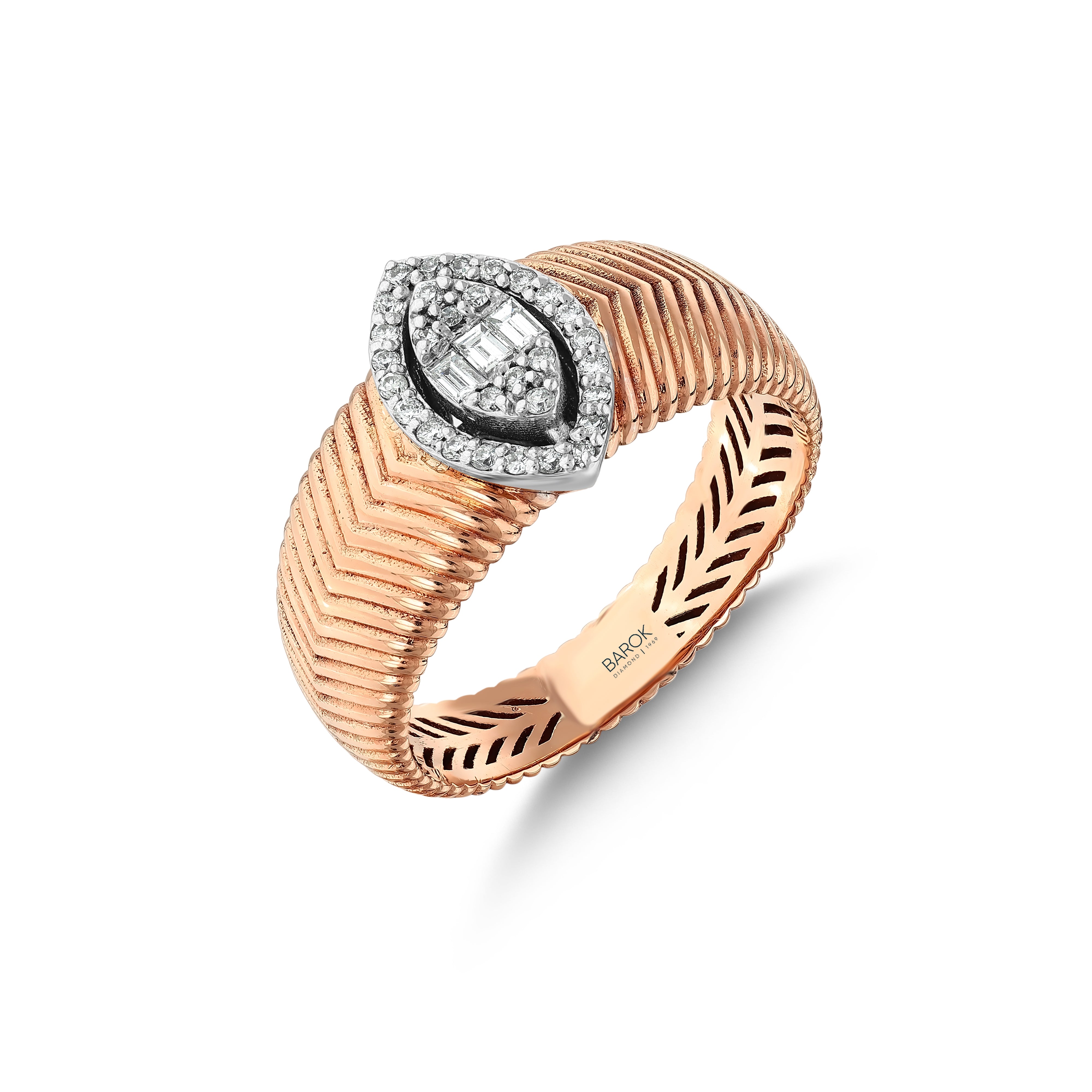 Baget Pırlantalı 0.17 Ct. Phrygiana Rose Yüzük 18K