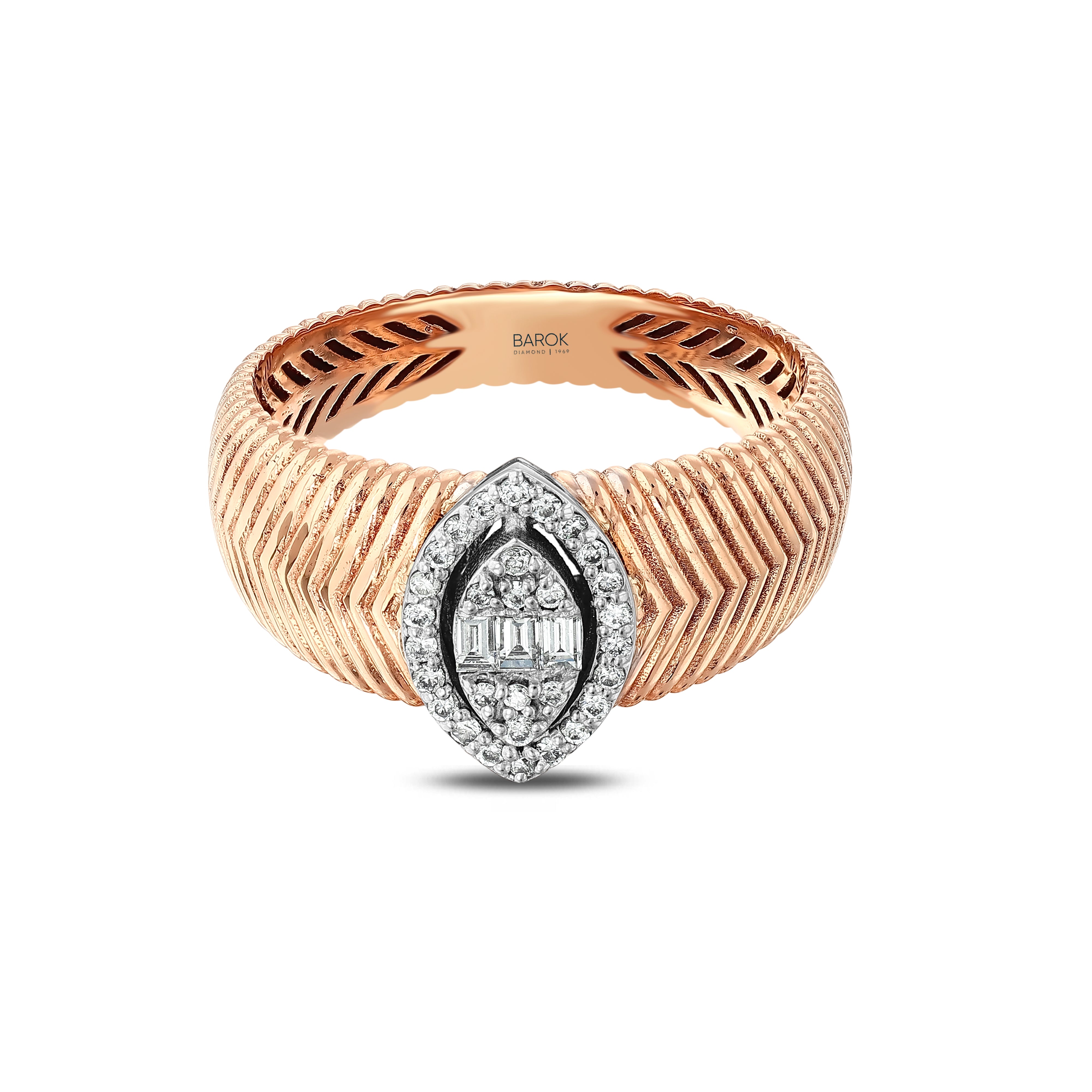 Baget Pırlantalı 0.17 Ct. Phrygiana Rose Yüzük 18K