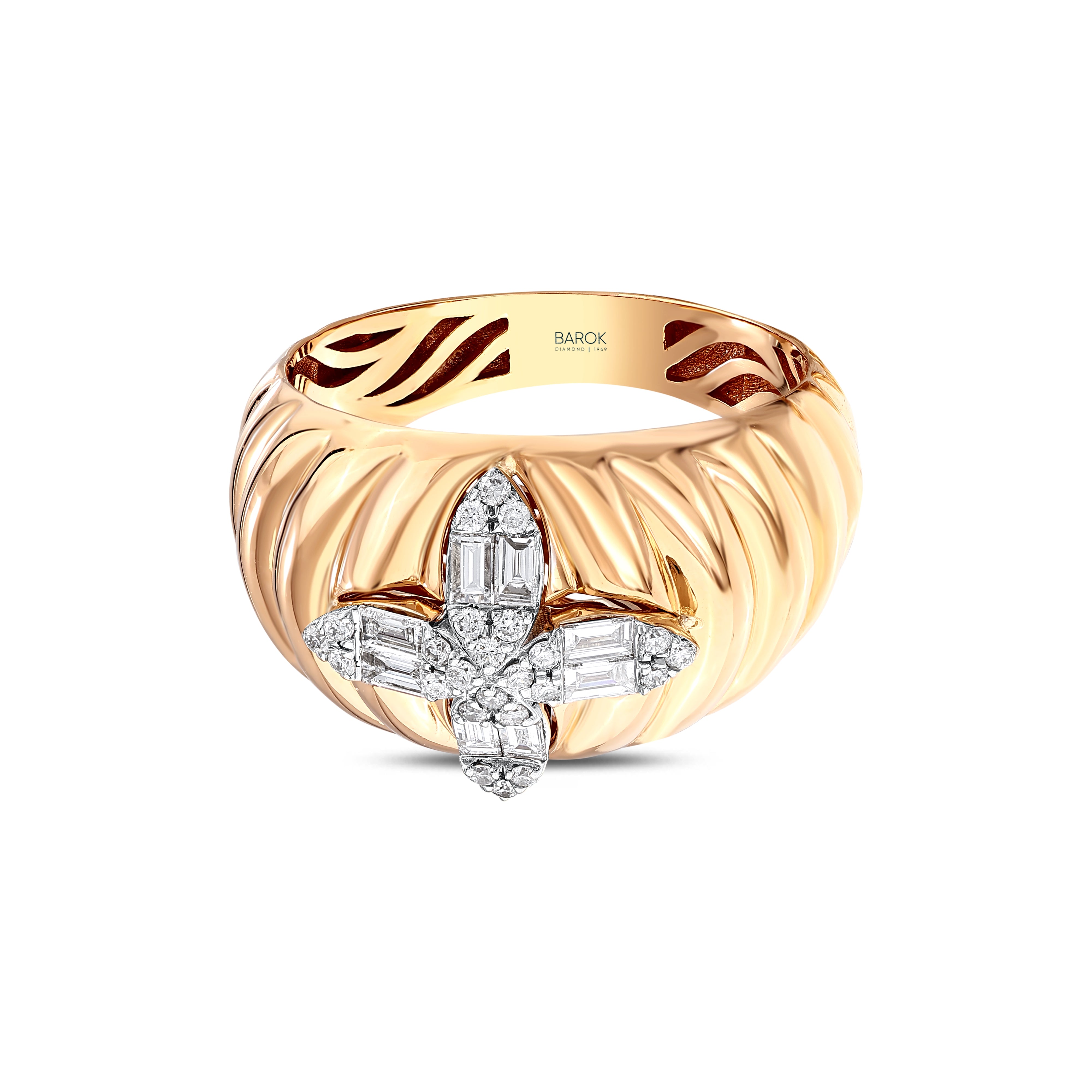 Baget Pırlantalı 0.37 Ct. Rose Fantezi Yüzük 18K