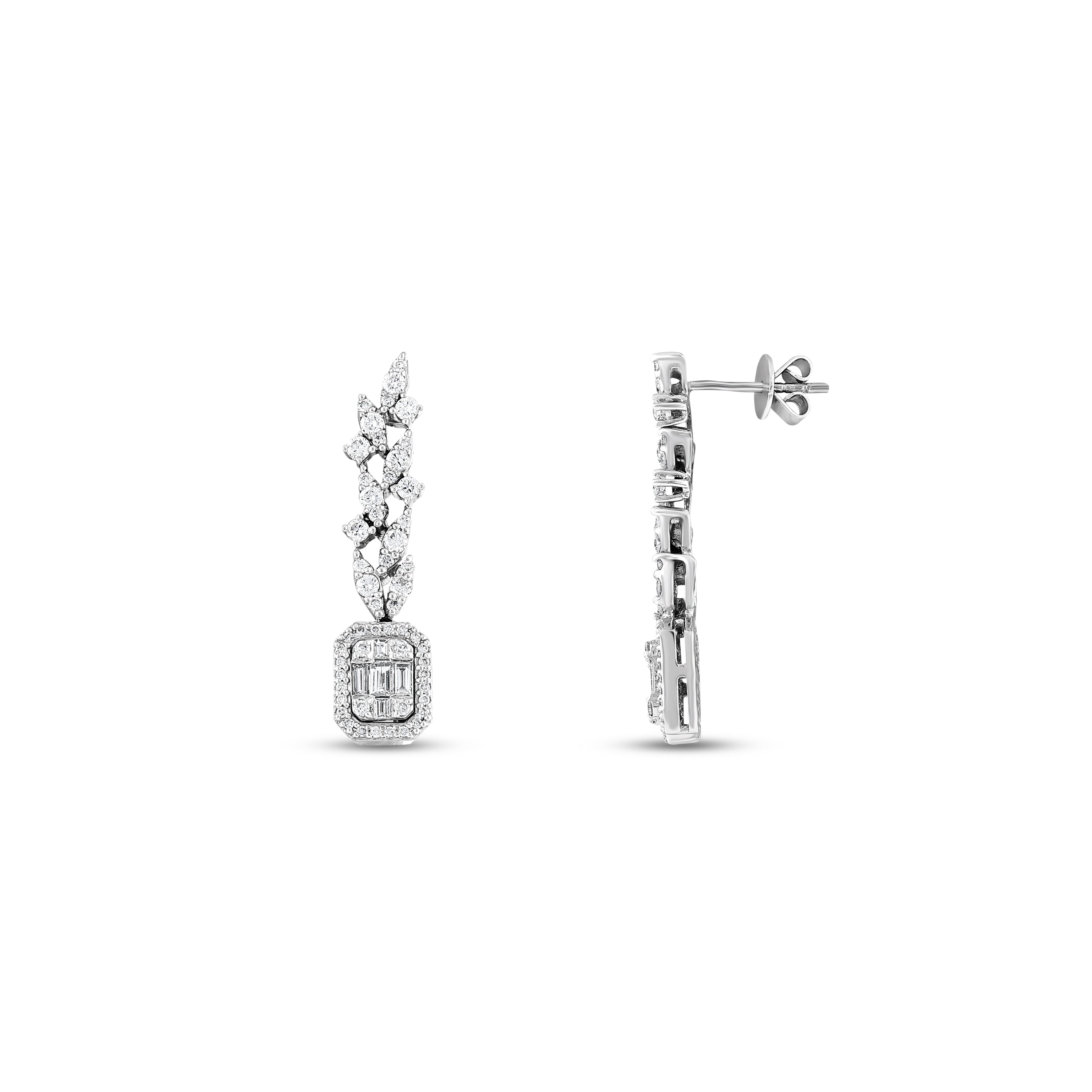 Baget Pırlantalı 1.25 Ct. Fantezi Küpe 14K