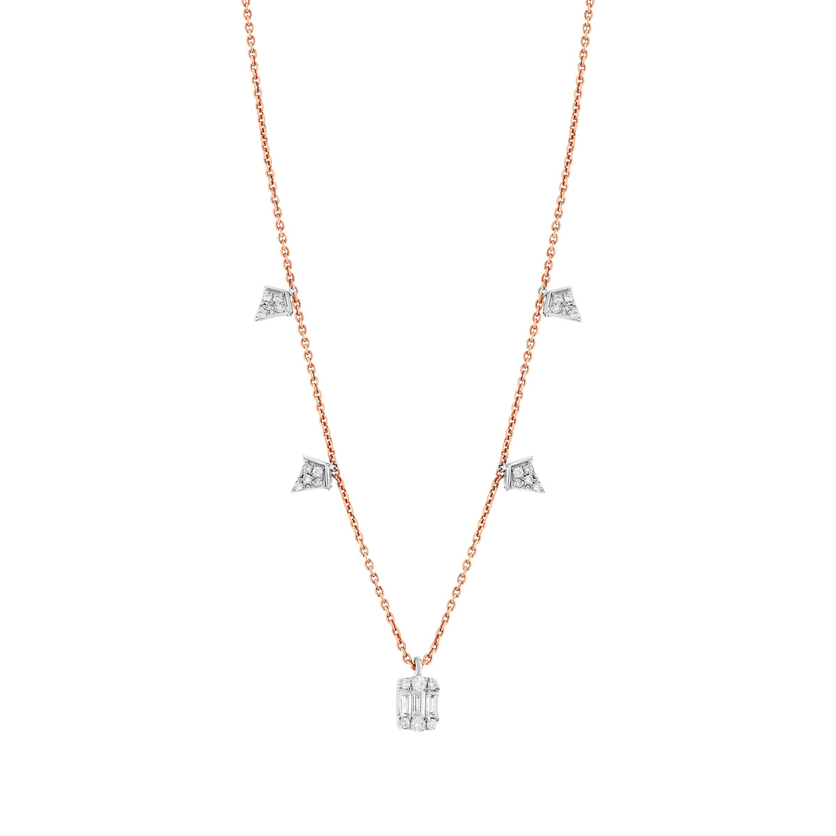 Baget Pırlantalı Fantezi Kolye Rose 0.31 Ct. 14K