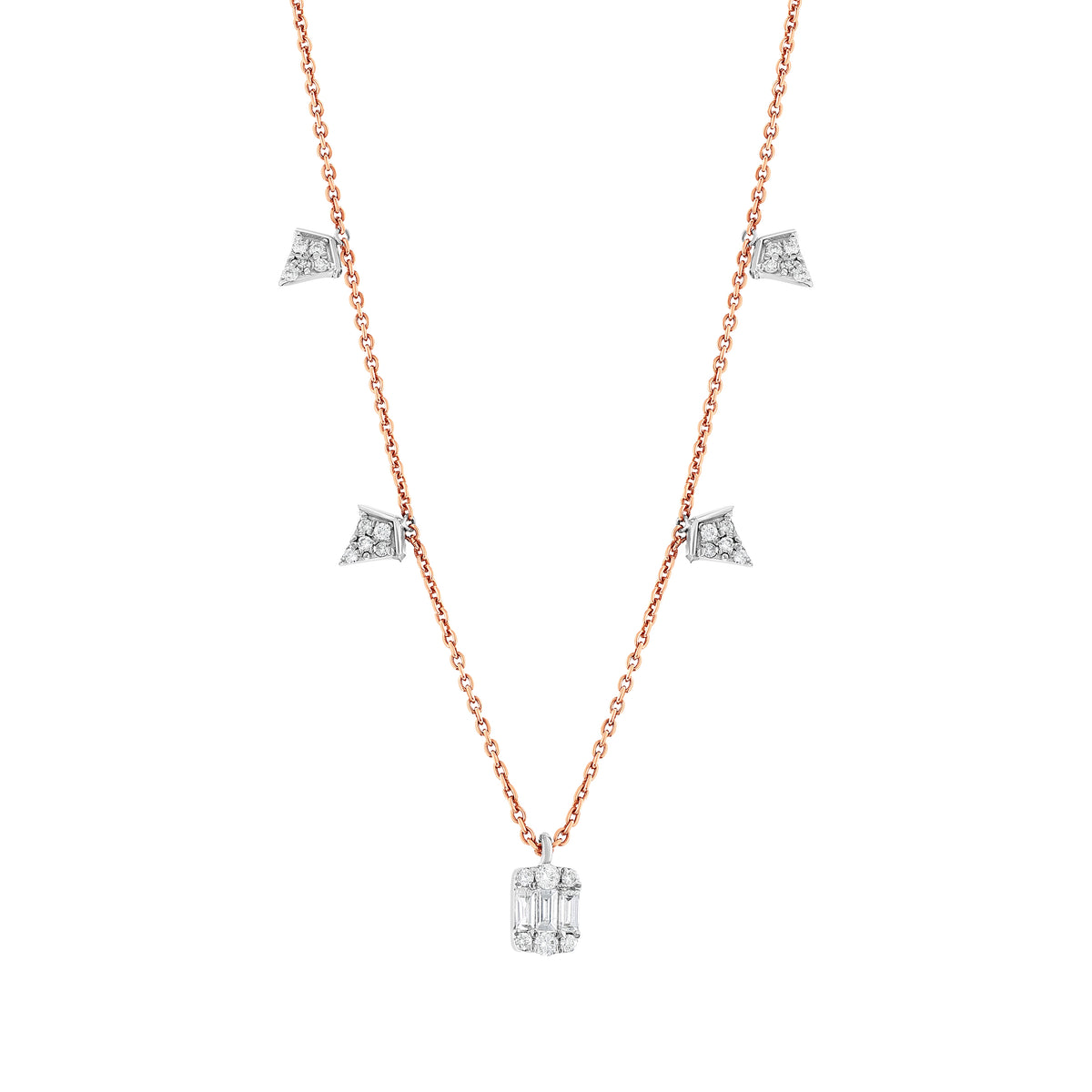 Baget Pırlantalı Fantezi Kolye Rose 0.31 Ct. 14K