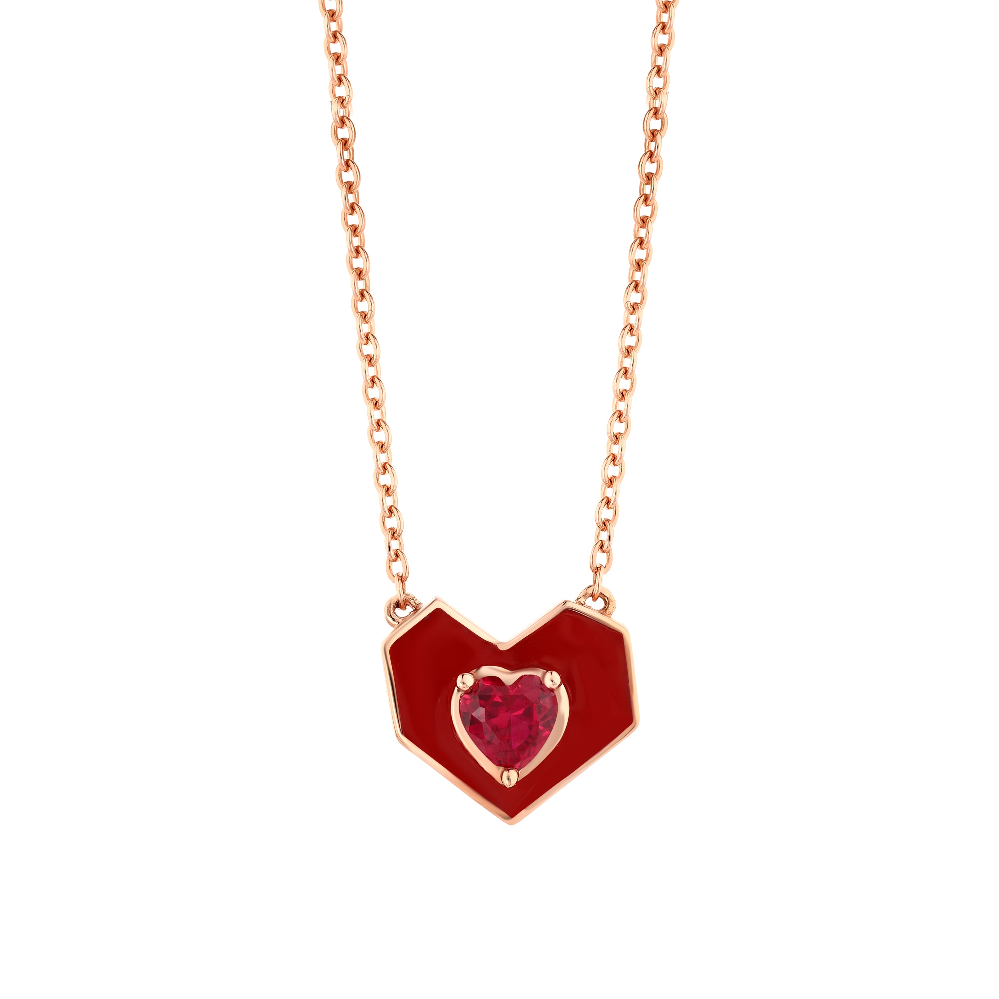 Carystia Yakut 0.31 Ct. Kalp Kesim Rose Kolye 14K