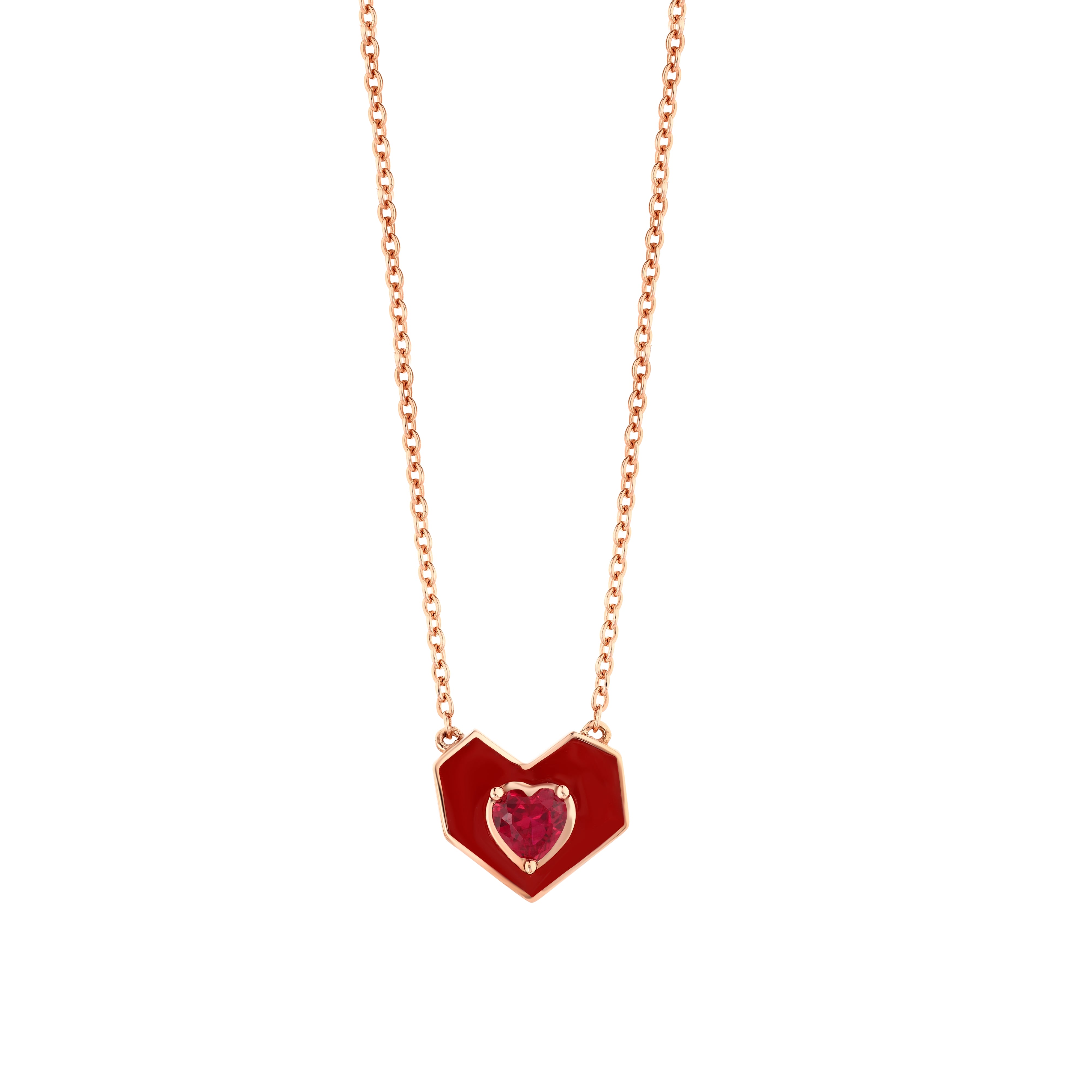 Carystia Yakut 0.31 Ct. Kalp Kesim Rose Kolye 14K