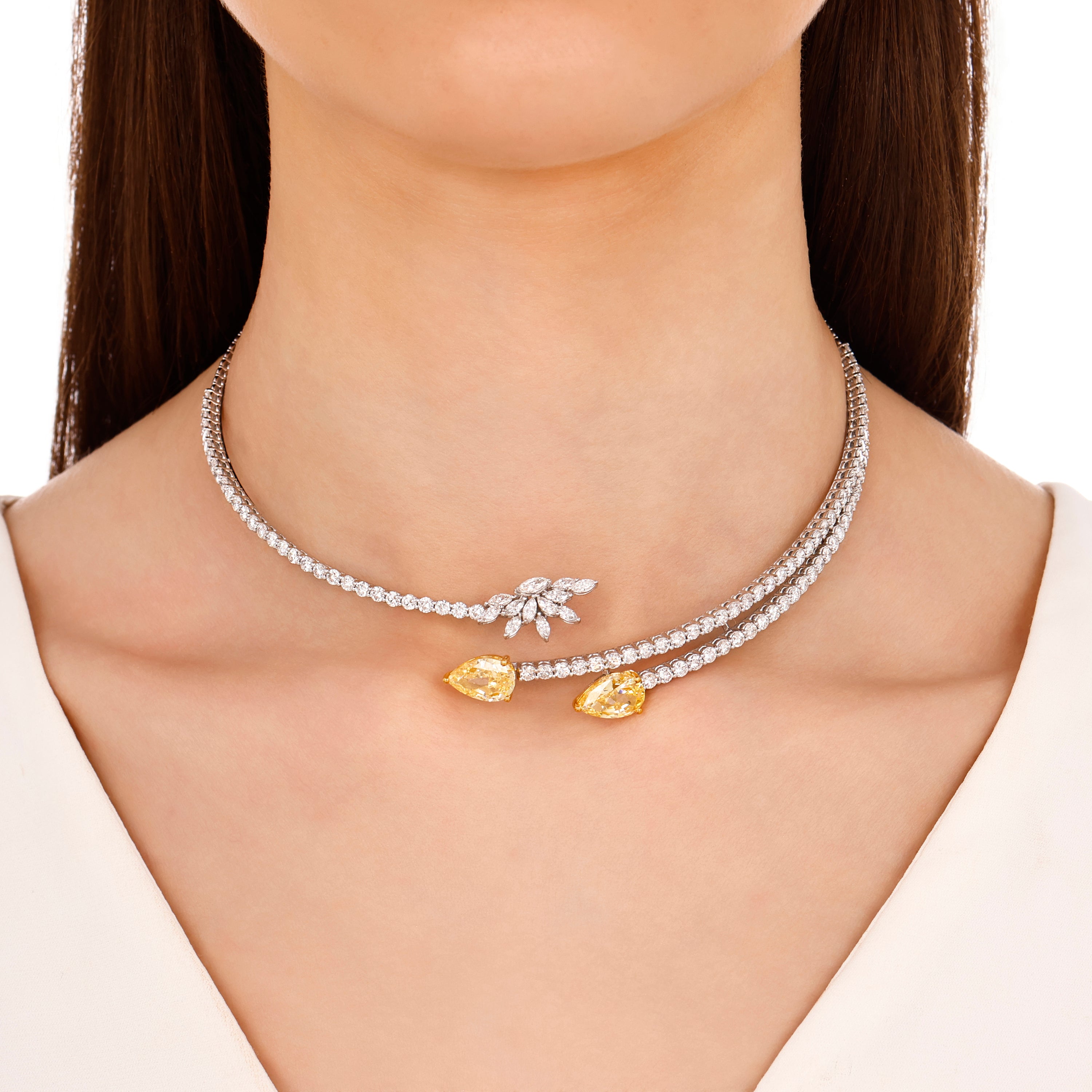 Citrine Pırlantalı Markiz 9.07 Ct. Orabella Fantezi Chocker 18K