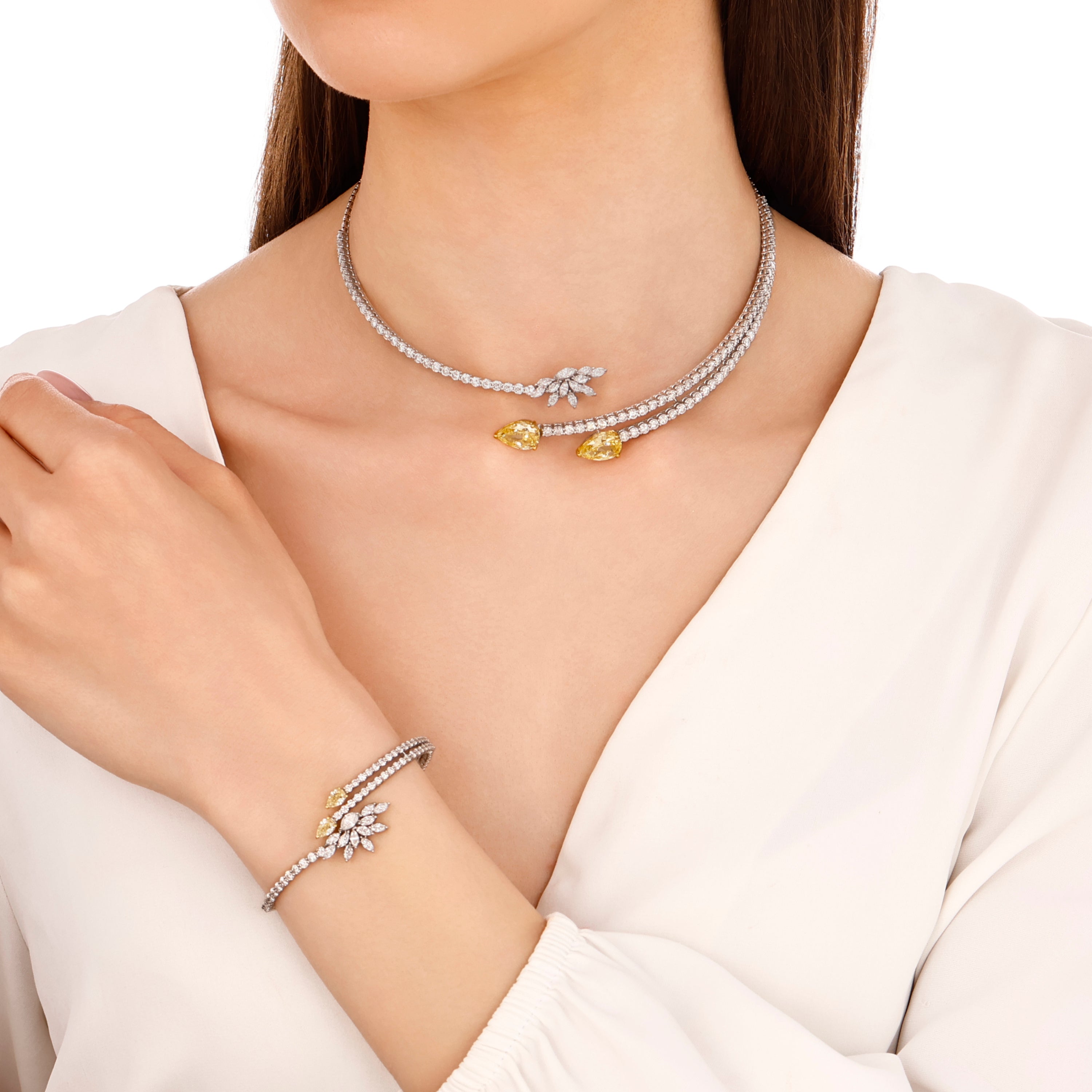 Citrine Pırlantalı Markiz 9.07 Ct. Orabella Fantezi Chocker 18K