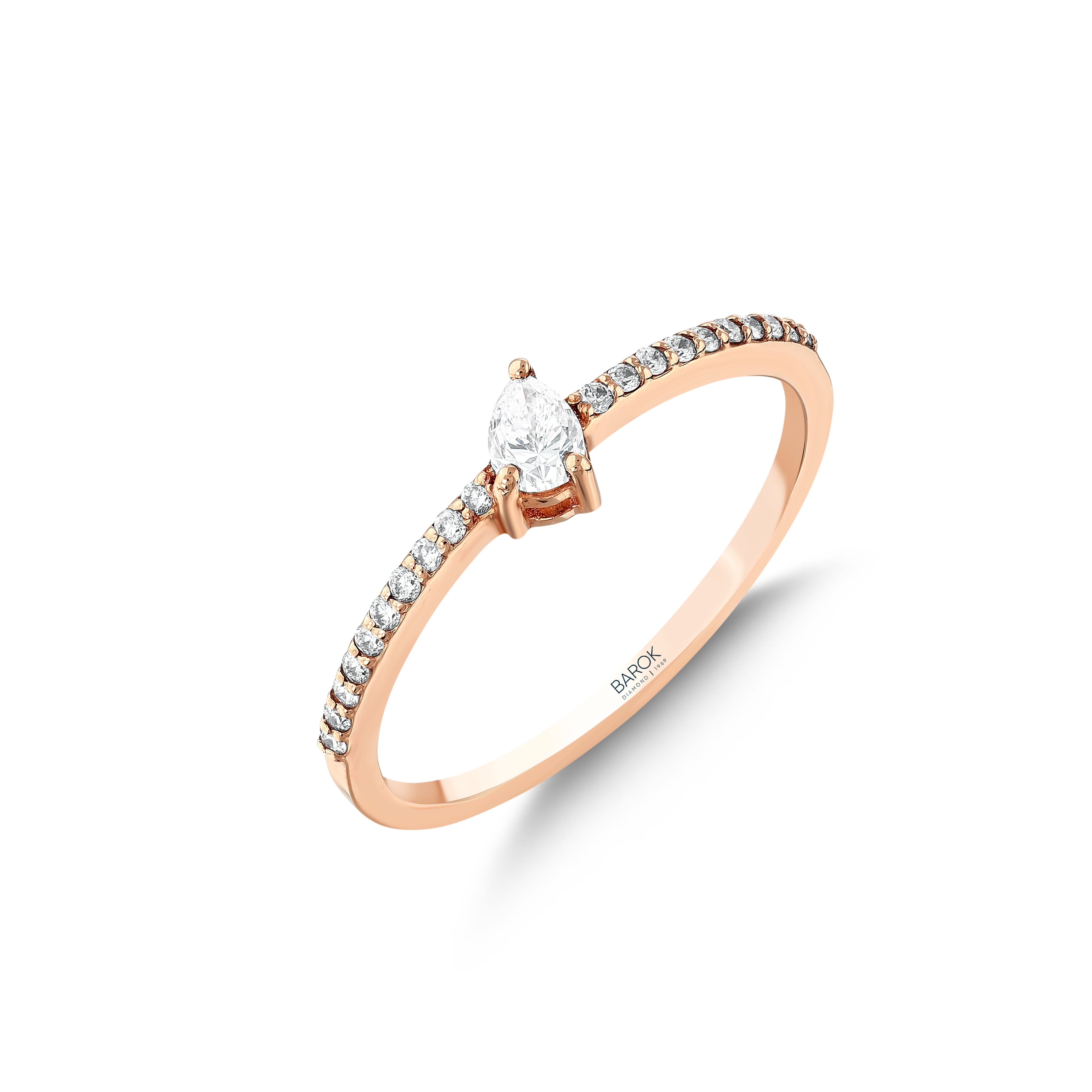 Damla Kesim Pırlantalı 0.25 Ct. Fantezi Rose Yüzük 14K