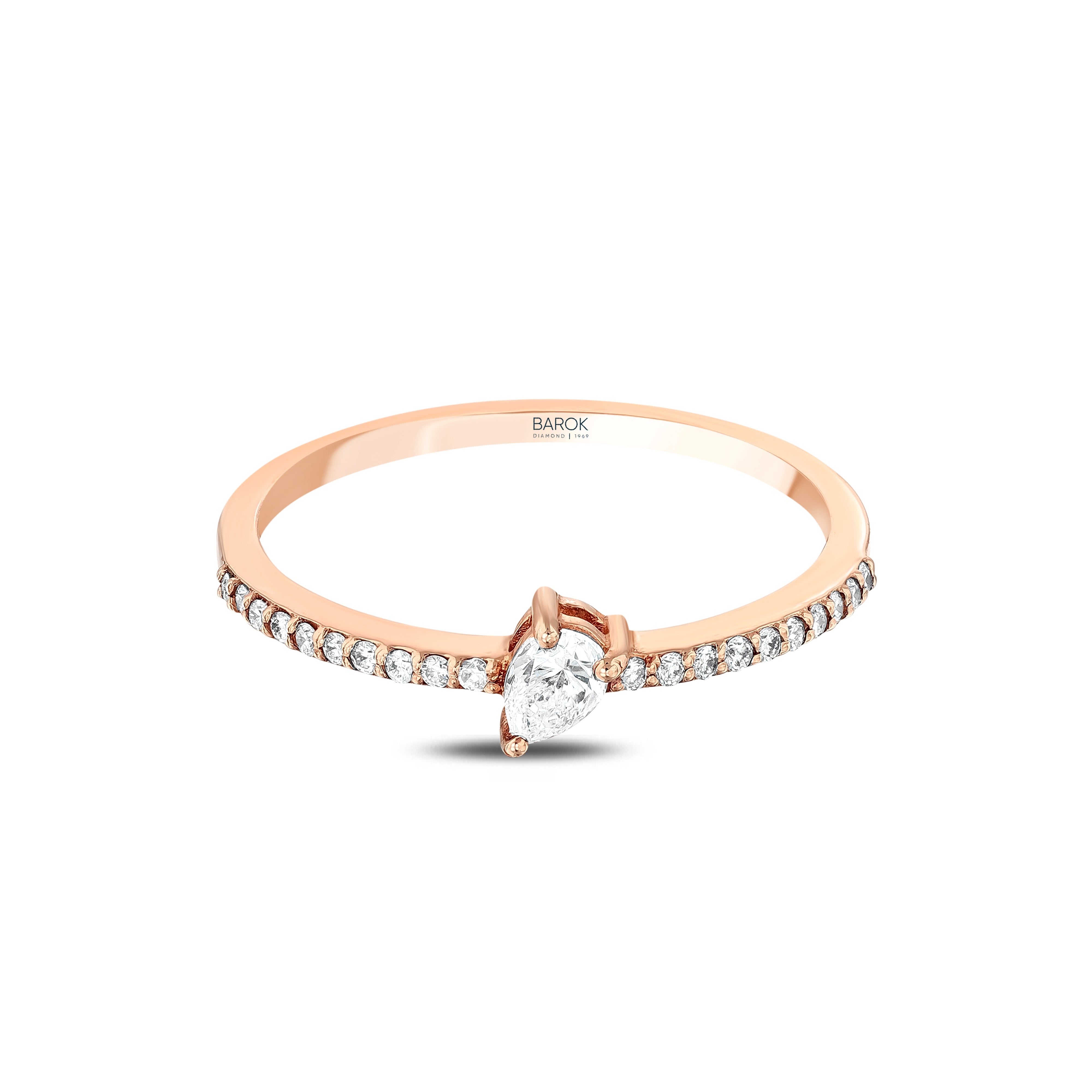 Damla Kesim Pırlantalı 0.25 Ct. Fantezi Rose Yüzük 14K