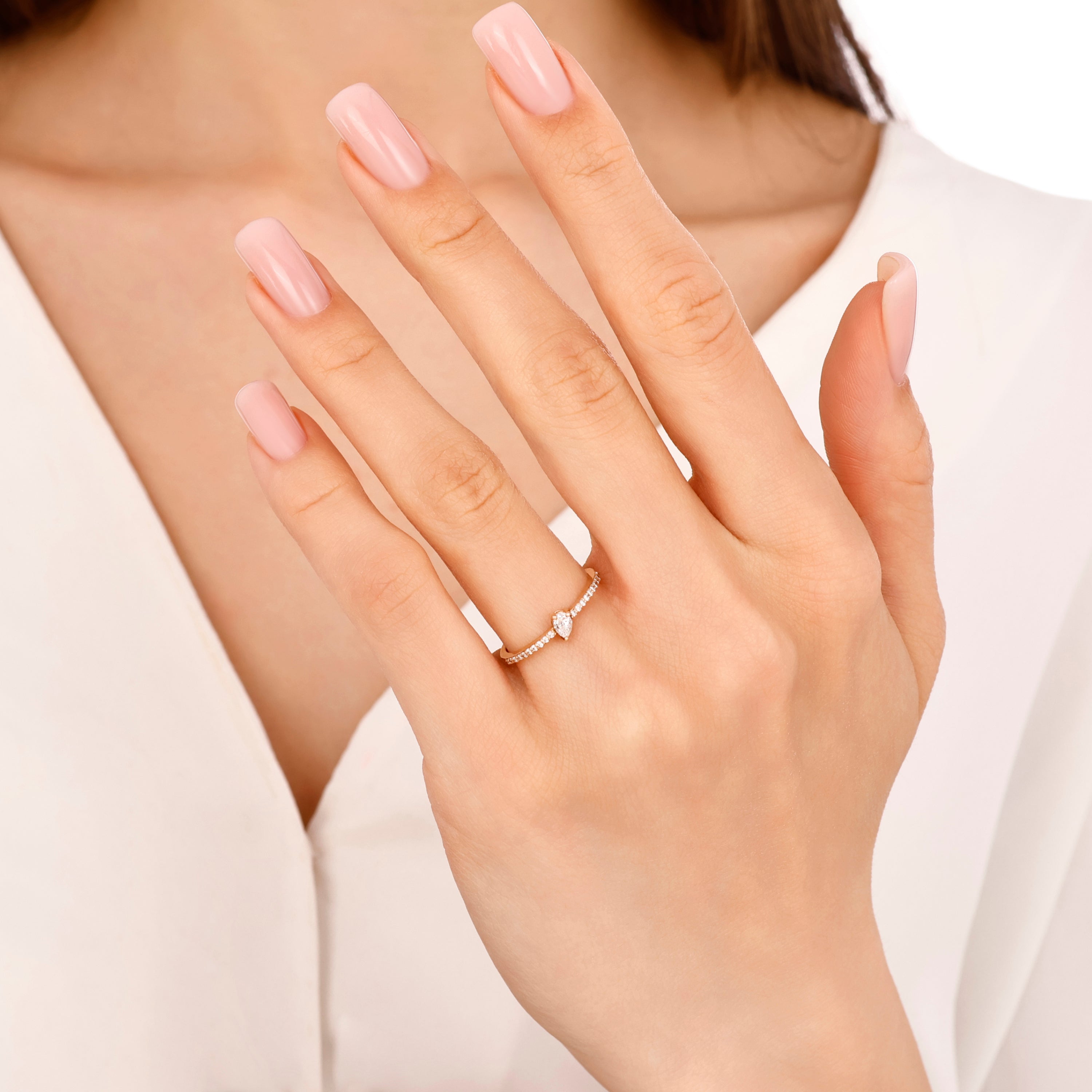 Damla Kesim Pırlantalı 0.25 Ct. Fantezi Rose Yüzük 14K