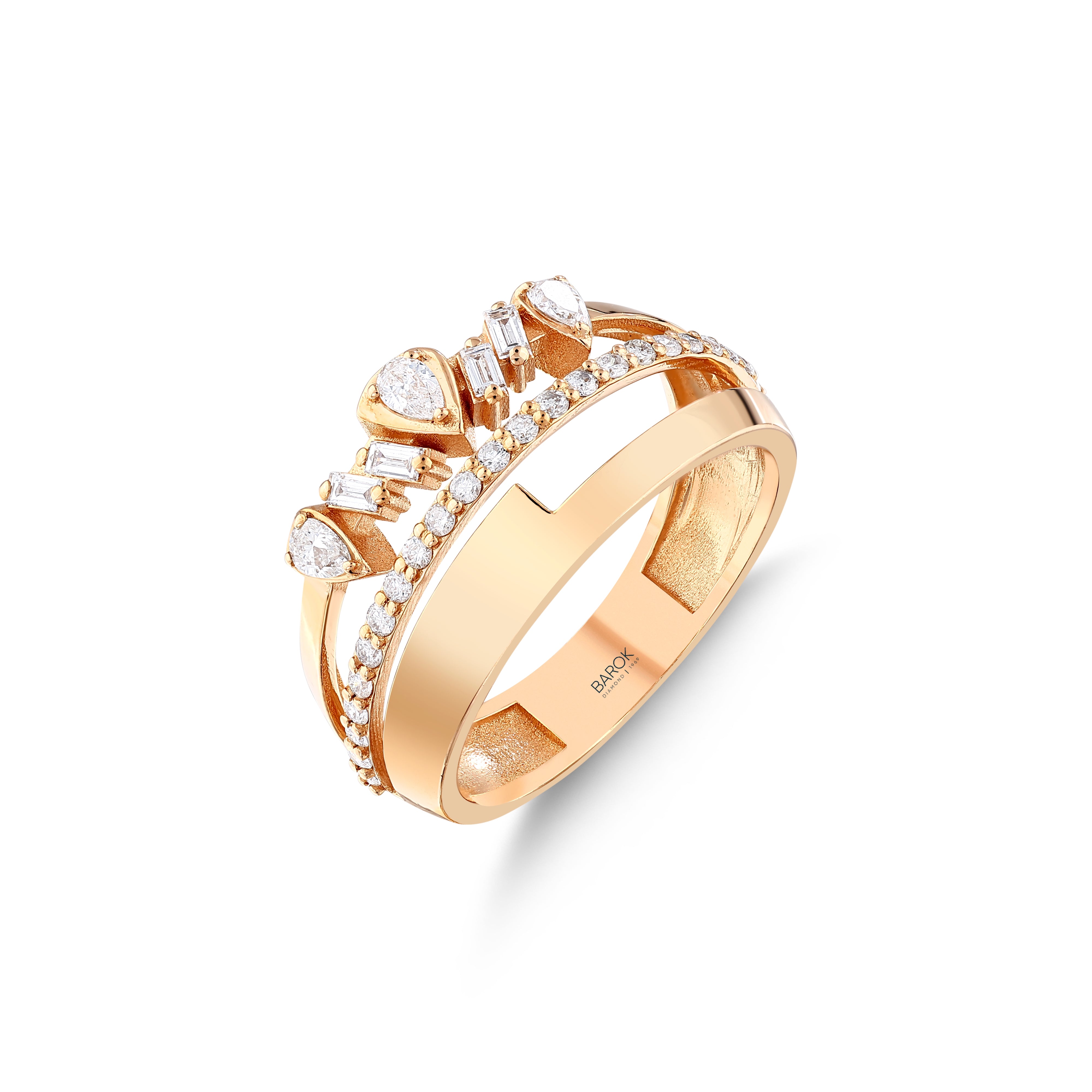 Damla Kesim Pırlantalı 0.44 Ct. Rose Yüzük 14K