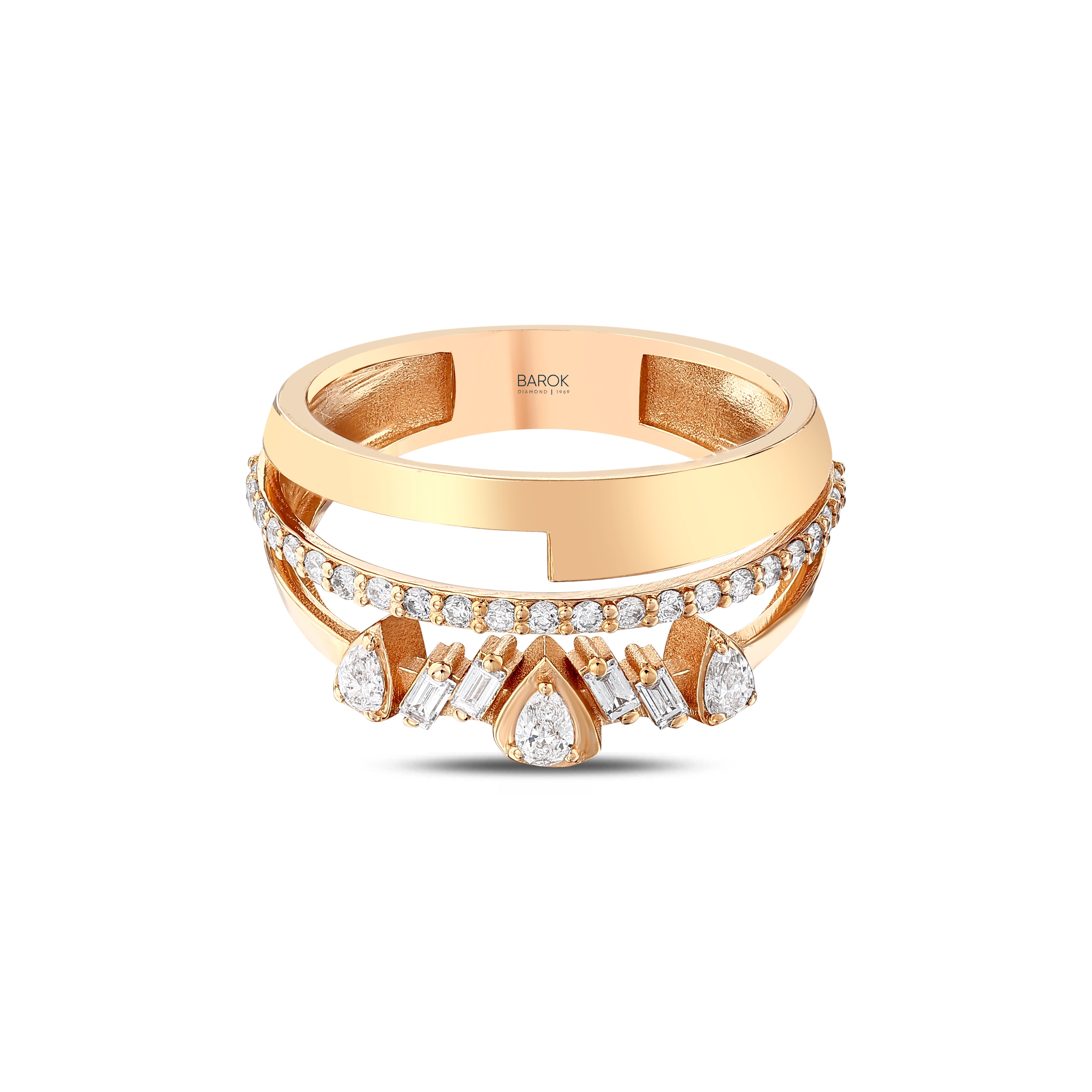 Damla Kesim Pırlantalı 0.44 Ct. Rose Yüzük 14K