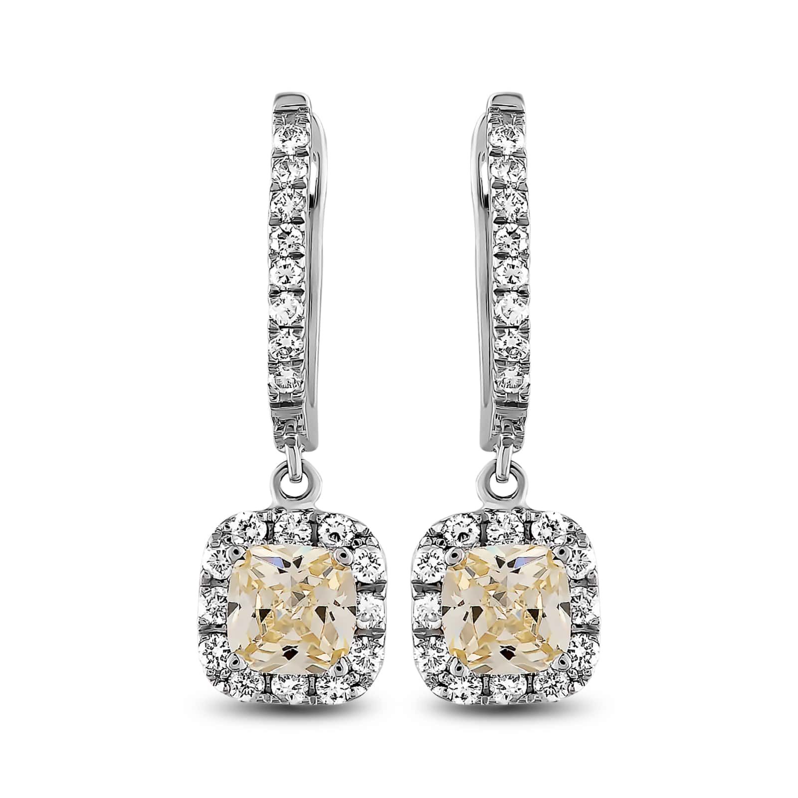 Citrine Taşlı Pırlanta Küpe 2.62 Ct. 18K
