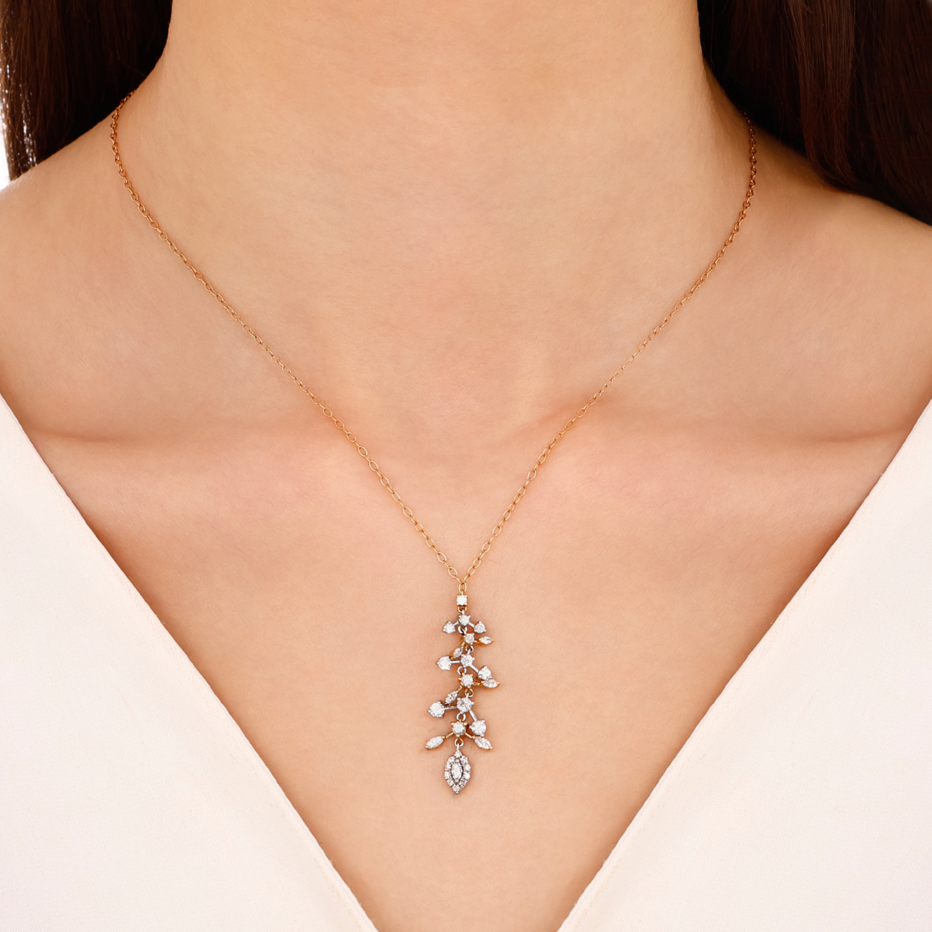 Markiz Pırlantalı 0.89 Ct. Argyria Rose Kolye 18K