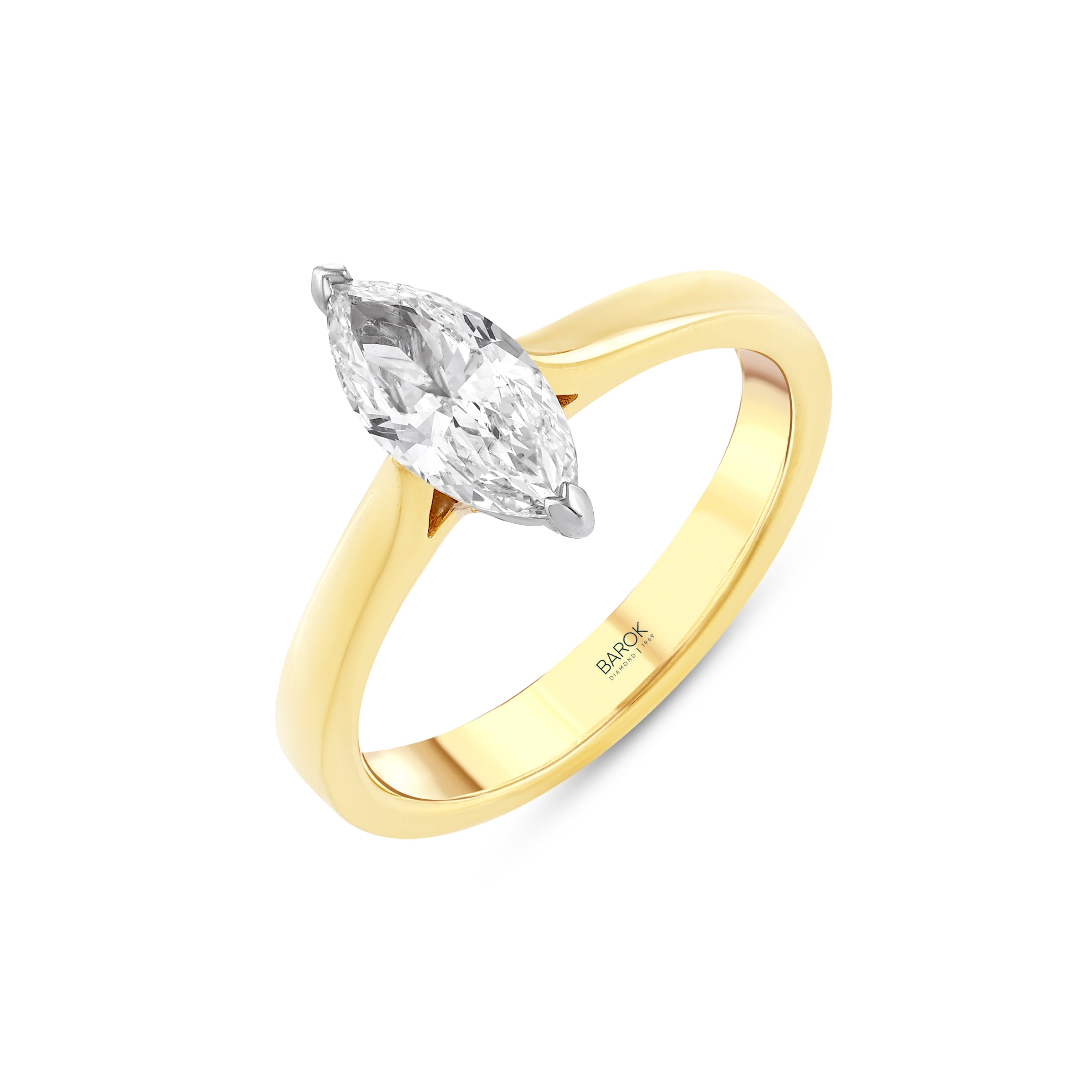 Markiz Pırlantalı Altın Tektaş Yüzük 0.91 Ct. 18K