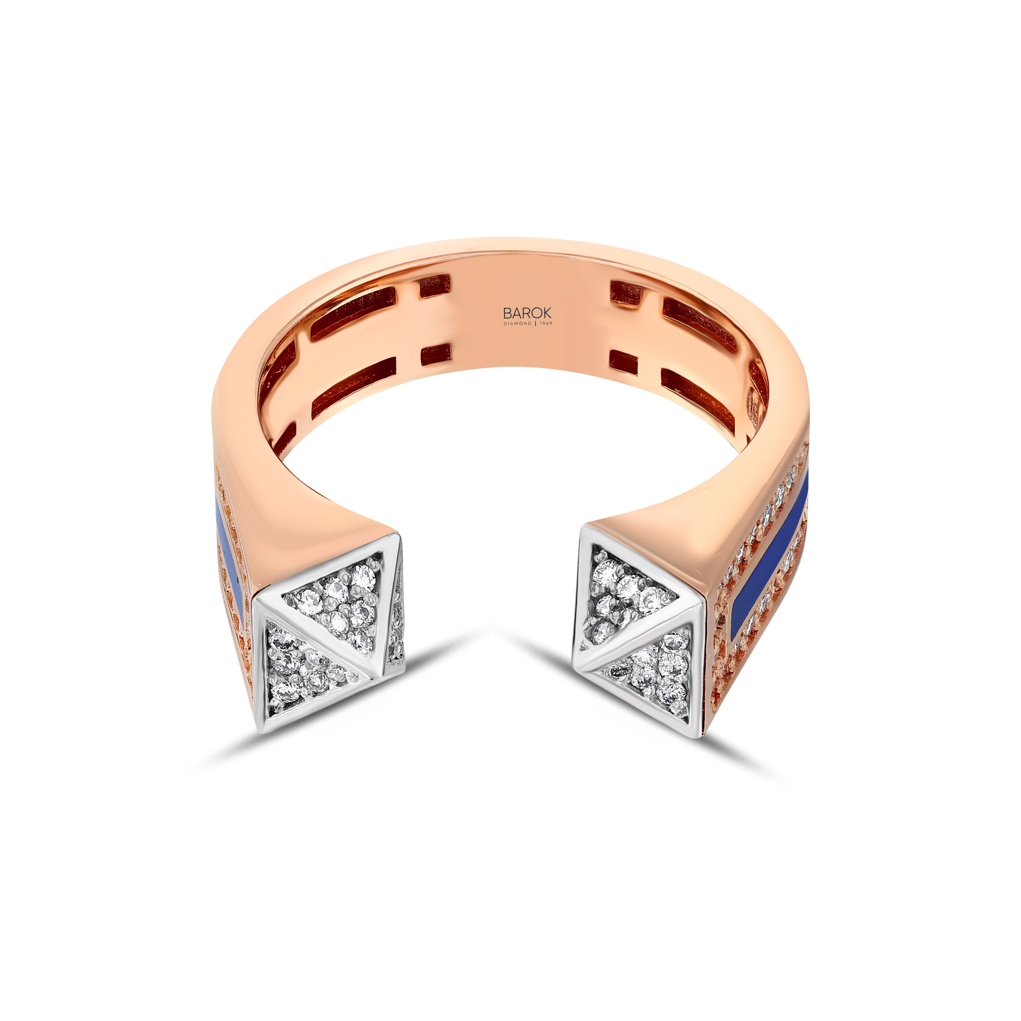 Mavi Mineli Pırlanta 0.48 Ct. Rose Fantezi Yüzük 18K