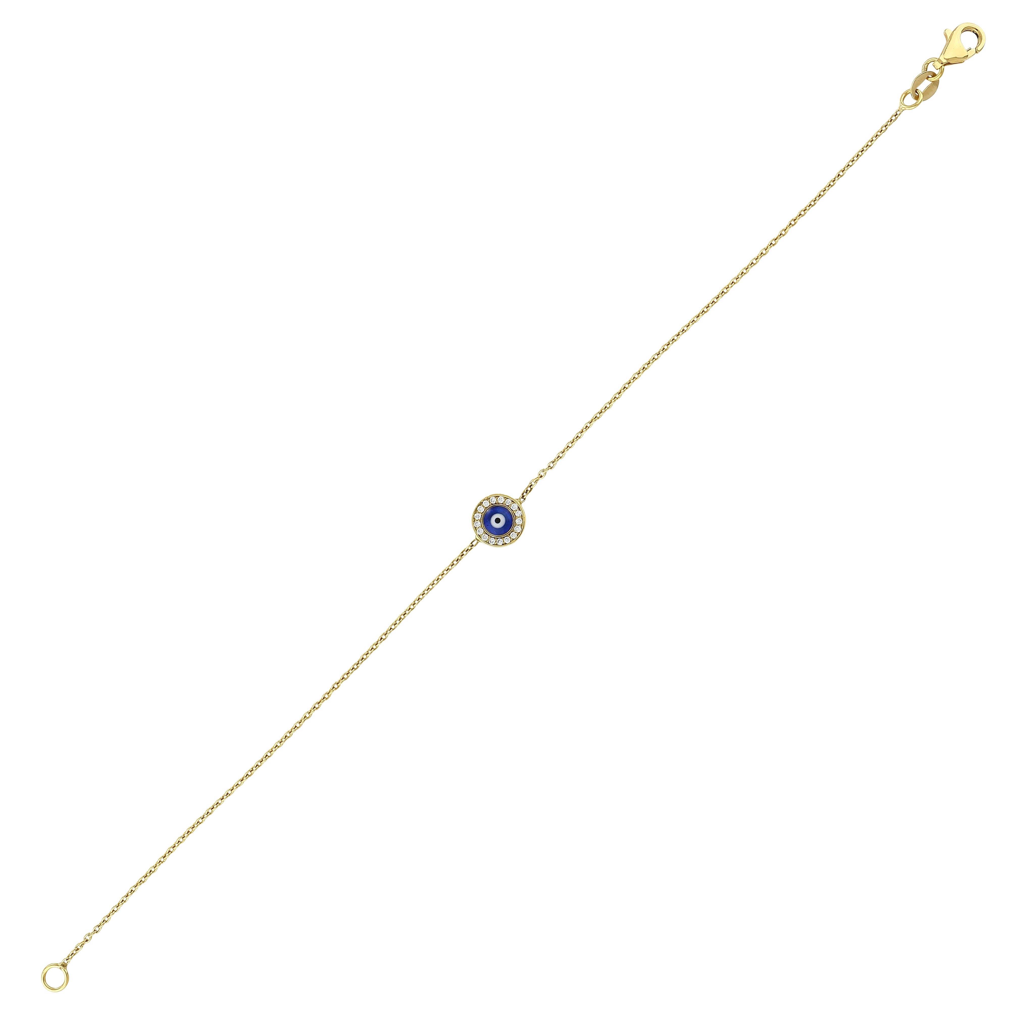 Nazar Boncuklu 0.07 Ct. Pırlantalı Altın Bileklik 18K