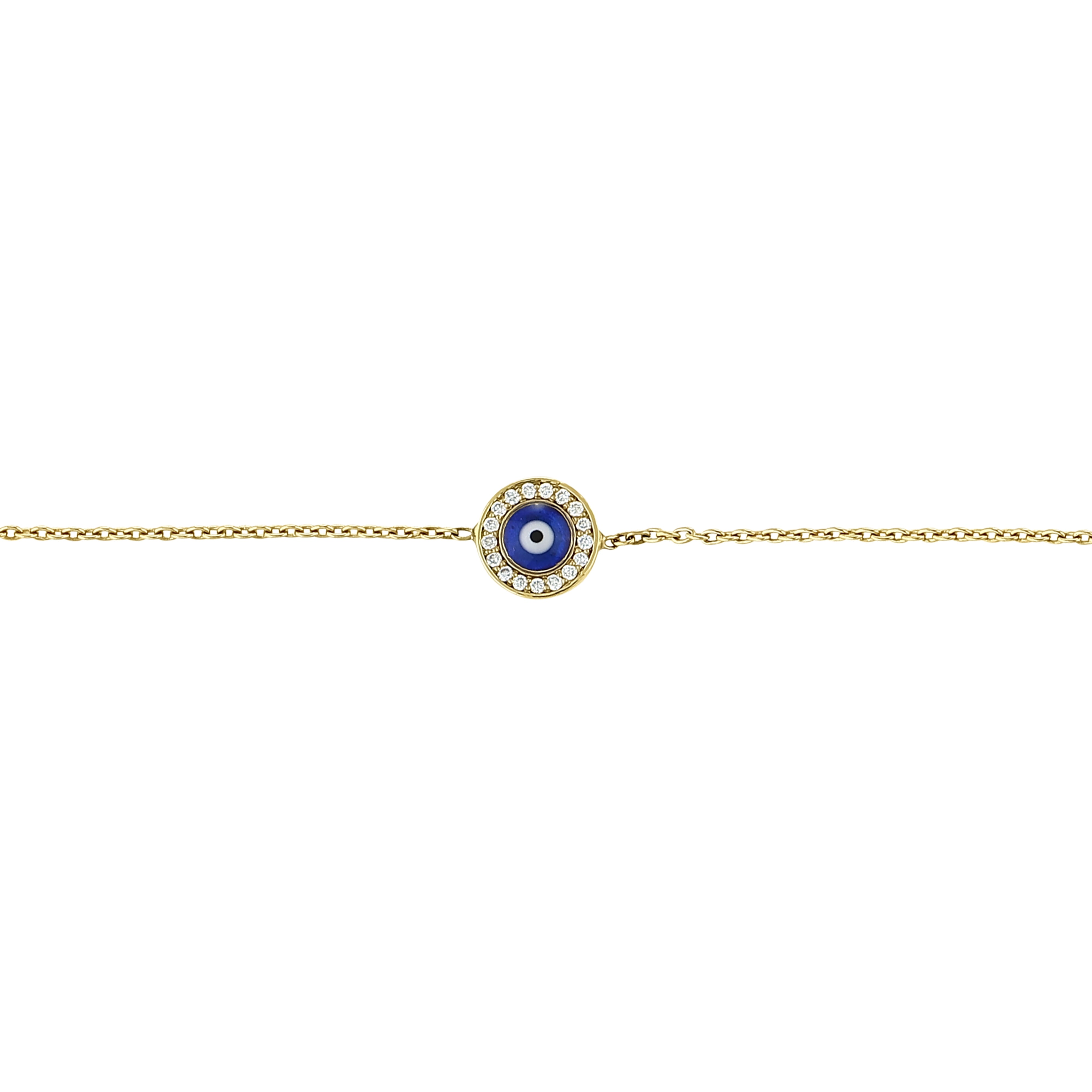Nazar Boncuklu 0.07 Ct. Pırlantalı Altın Bileklik 18K