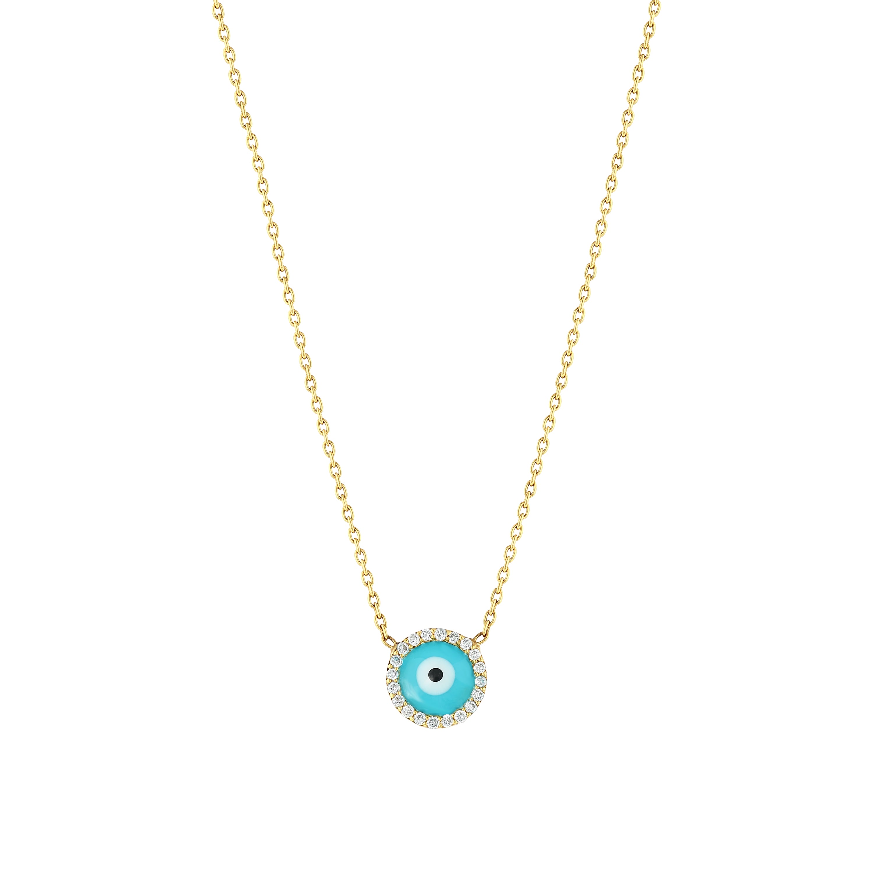 Nazar Boncuklu 0.10 Ct. Pırlantalı Altın Kolye 18K