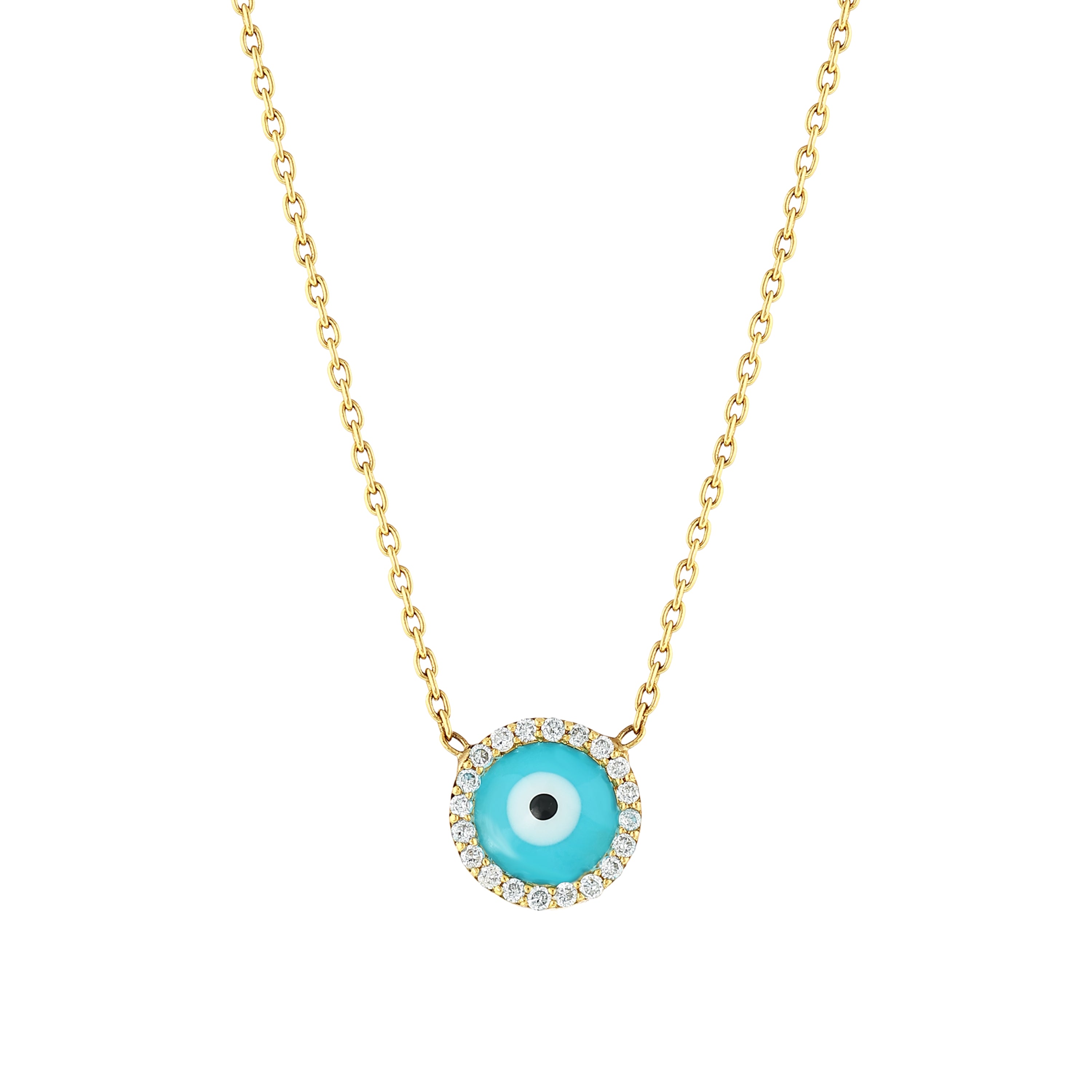 Nazar Boncuklu 0.10 Ct. Pırlantalı Altın Kolye 18K